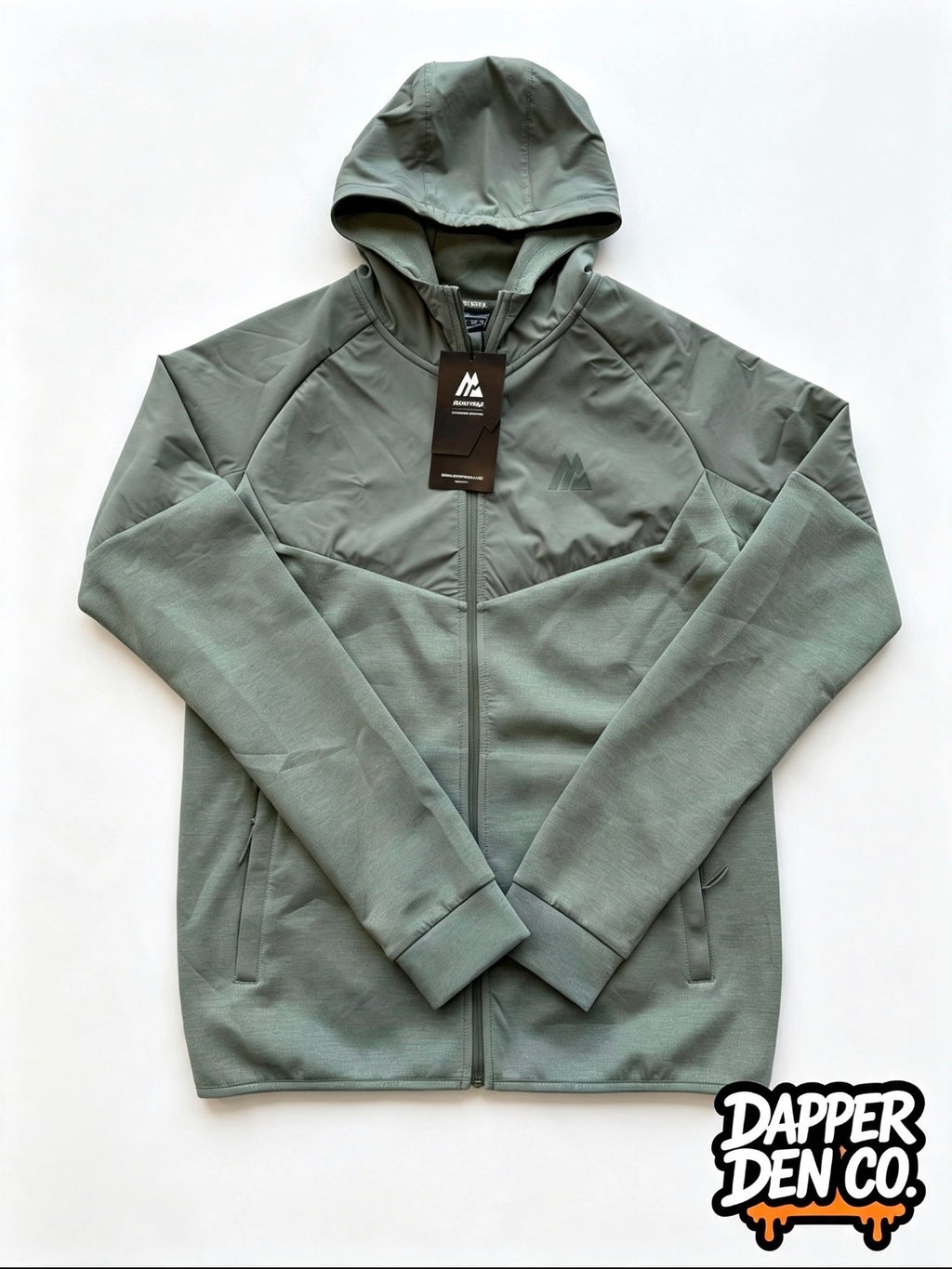 Montirex Men's Green Full Zip Fleece Hooded Hoodie w/ Logo Pockets Size S FITS MEDIUM
