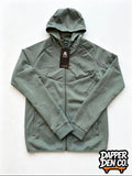 Montirex Men's Green Full Zip Fleece Hooded Hoodie w/ Logo Pockets Size S FITS MEDIUM