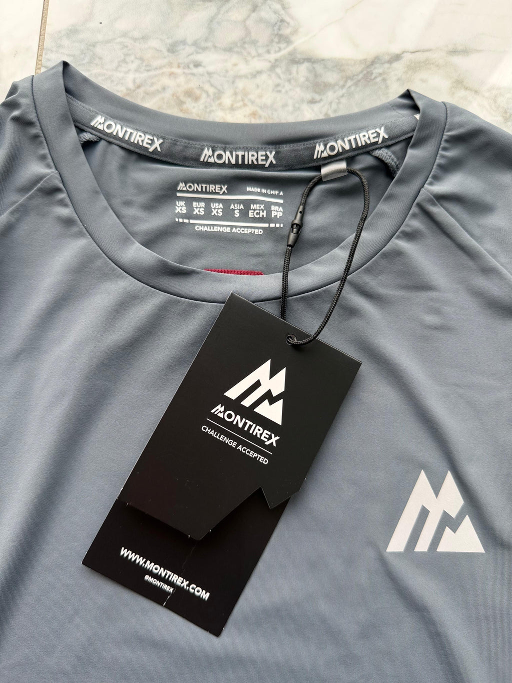 Montirex Men's Grey Polyester enduranceBreathable Logo Crew Neck TShirt Size XS