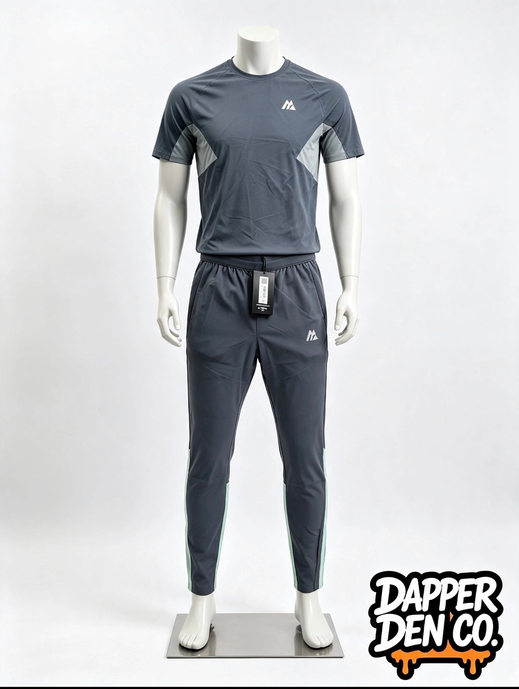 Montirex Logo Men's 2pc T-Shirt & Track Pants Set Drawstring Grey XS