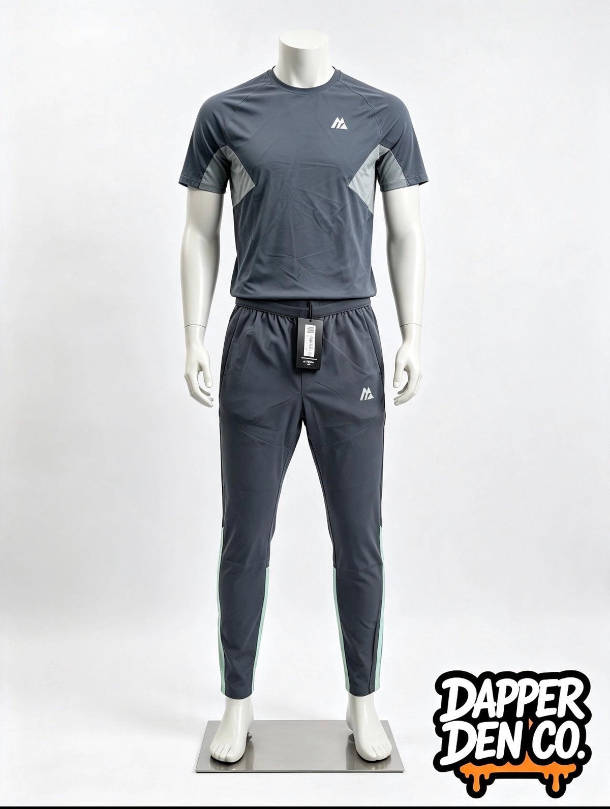 Montirex Logo Men's 2pc T-Shirt & Track Pants Set Drawstring Grey XS