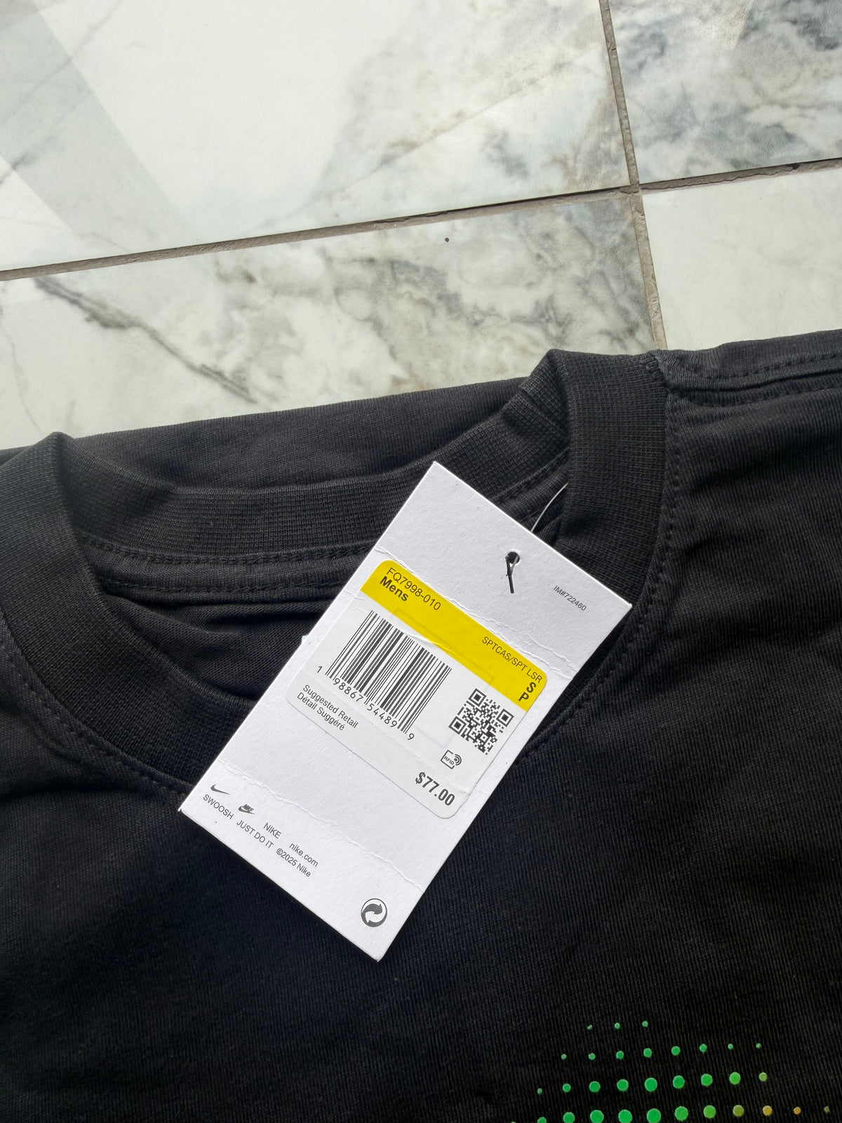 Nike Men’s Black Logo Graphic Print Crew Neck Short Sleeve T-Shirt S FQ7998-010