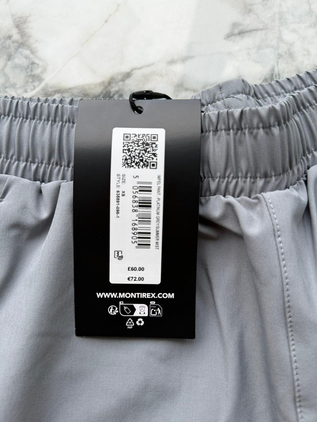 Montirex Men's Grey/Light Blue Polyester Track Pants Pockets MENS XS