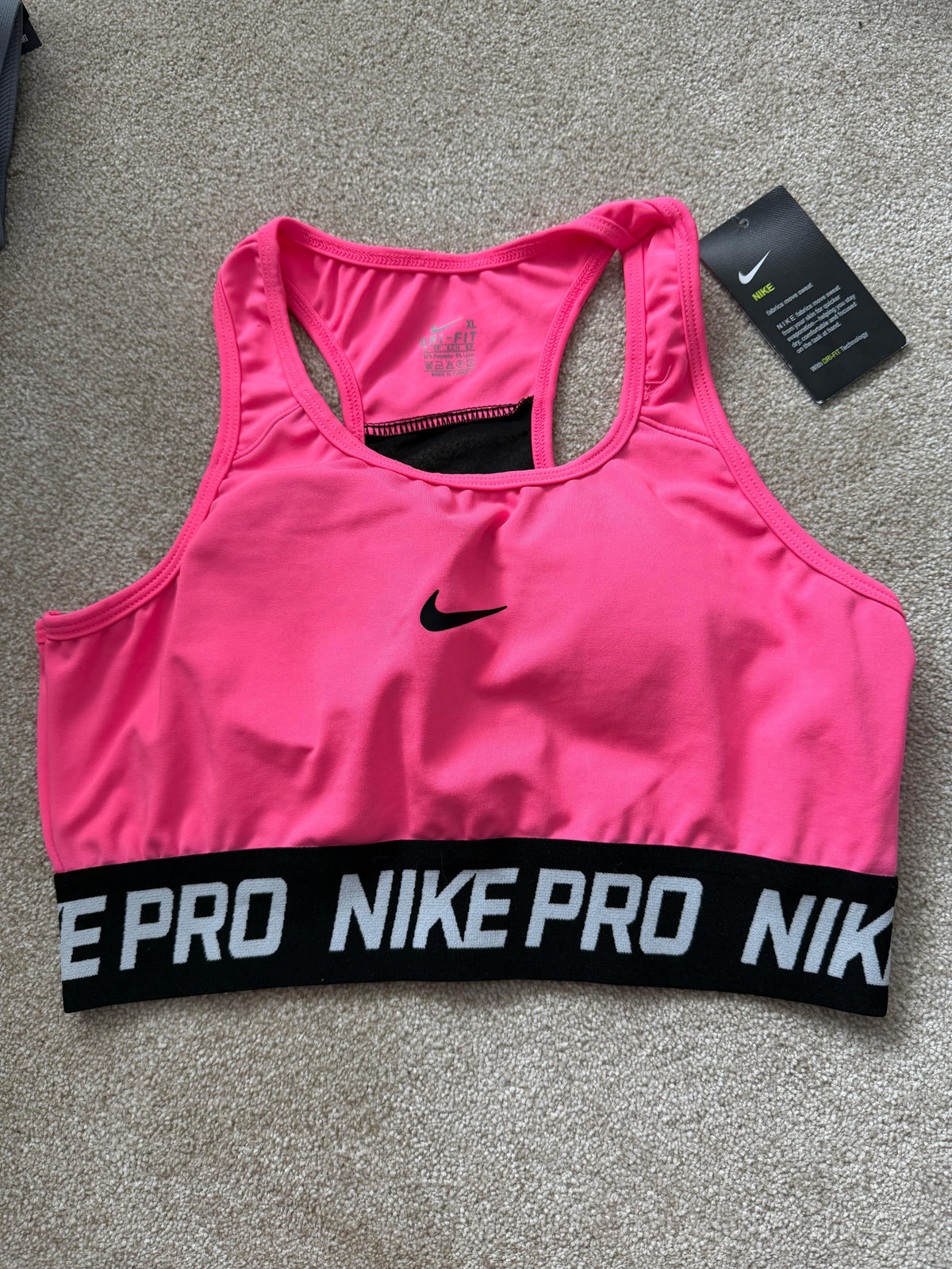 Nike Pro Dri-FIT Women's Pink Crop Top & Black Ankle Mesh Leggings Size S