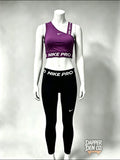 Nike Pro Dri-FIT Womens Black 2pc Crop Long Sleeve Top & Leggings Set XS