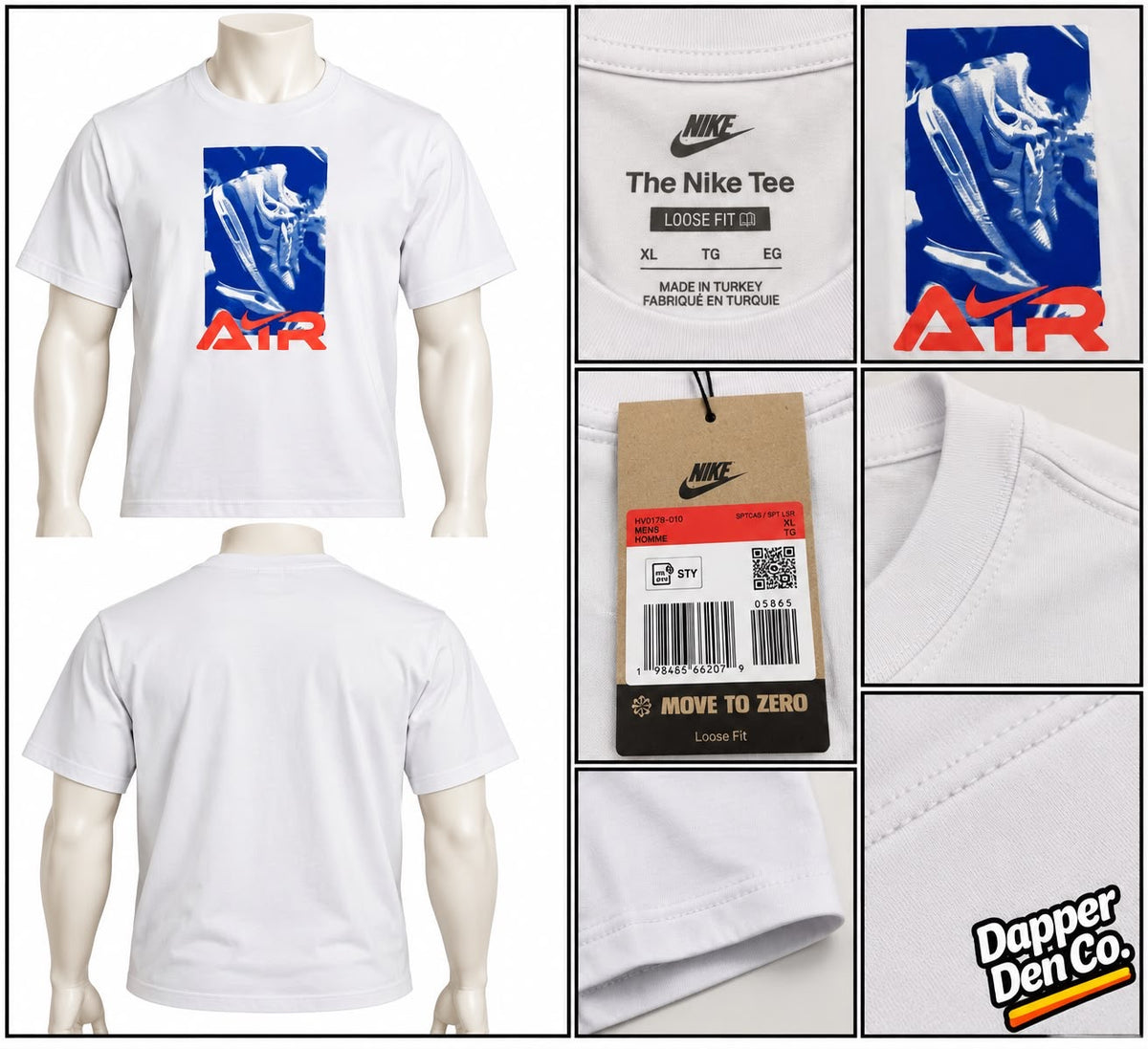 Nike Air Men’s White Graphic Crew Neck T-Shirt XL HV0178-101