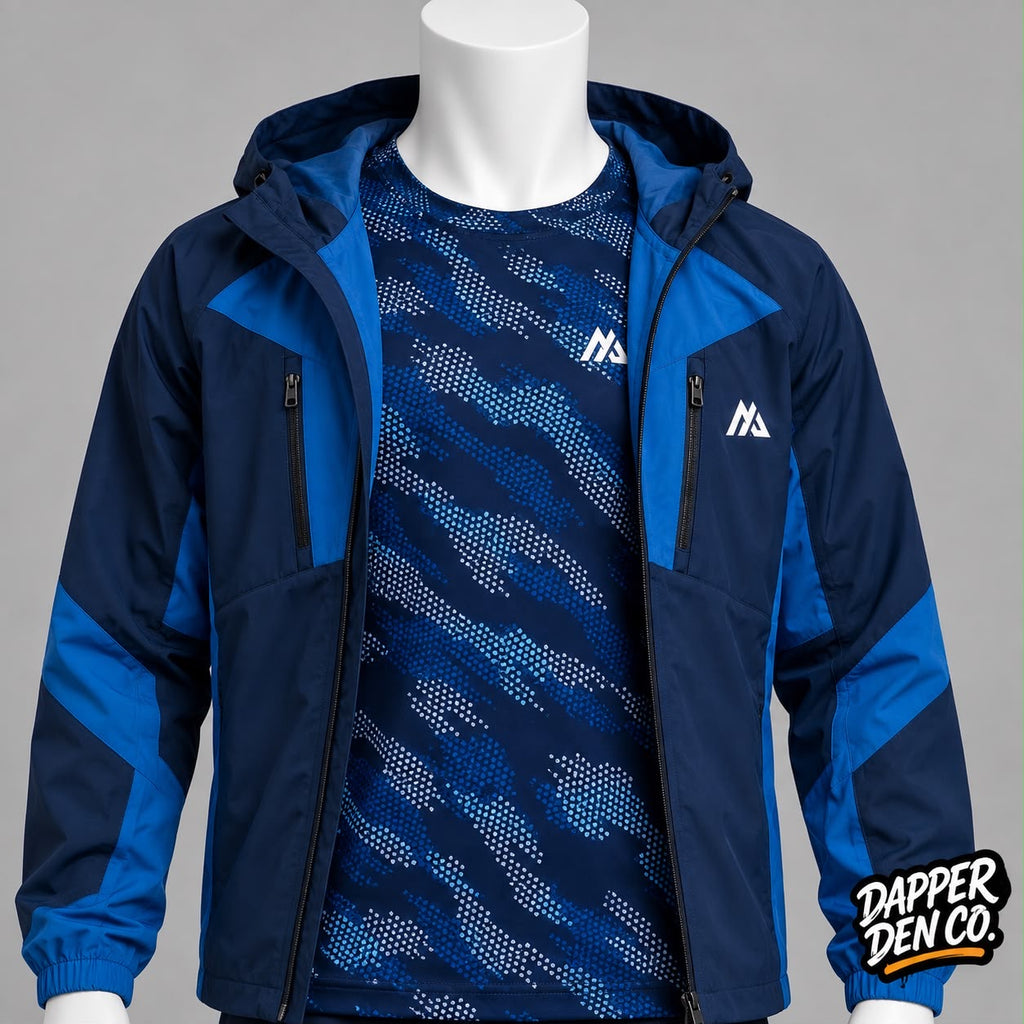 Montirex Boys 2pc Hooded Full Zip Track Jacket & T-Shirt Pockets Blue XL