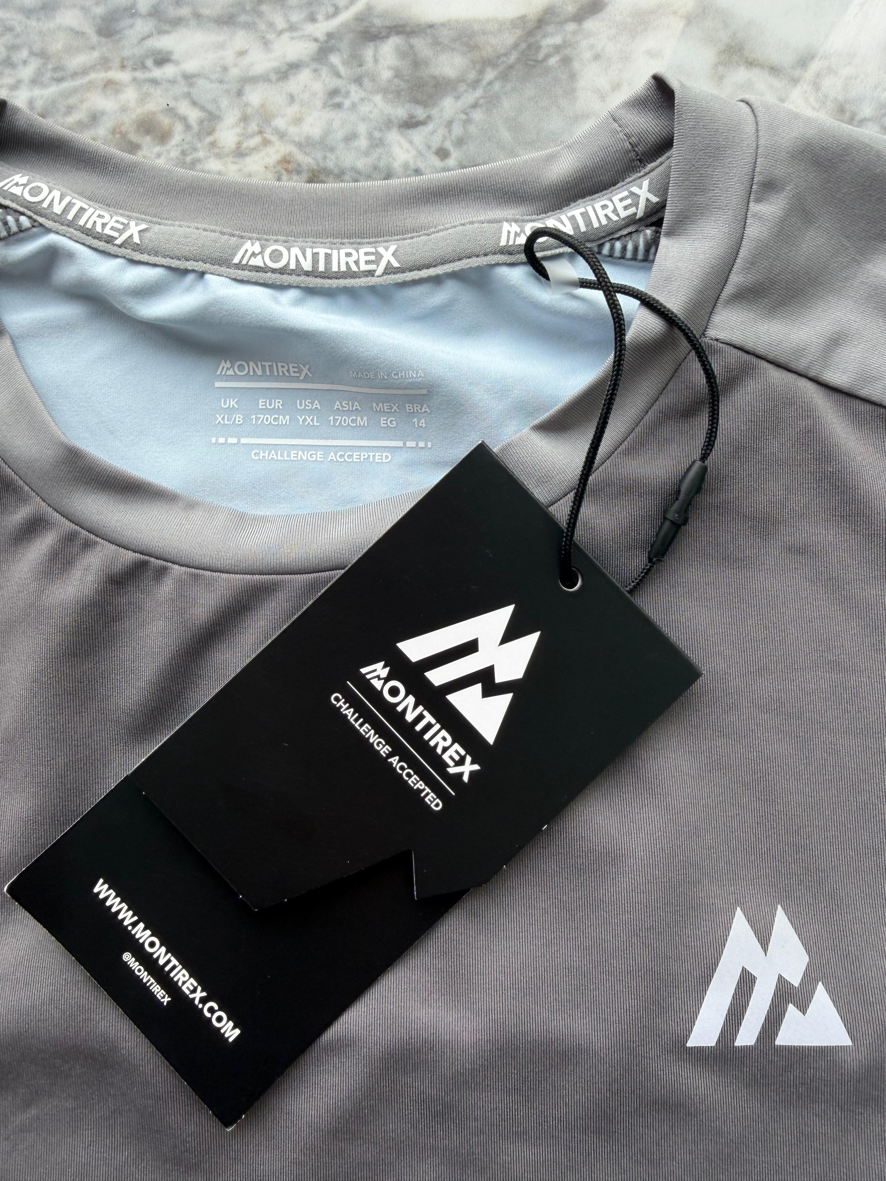 Montirex boys  Grey/Dark Grey Colourblock Logo Crew Neck T-Shirt Size XL