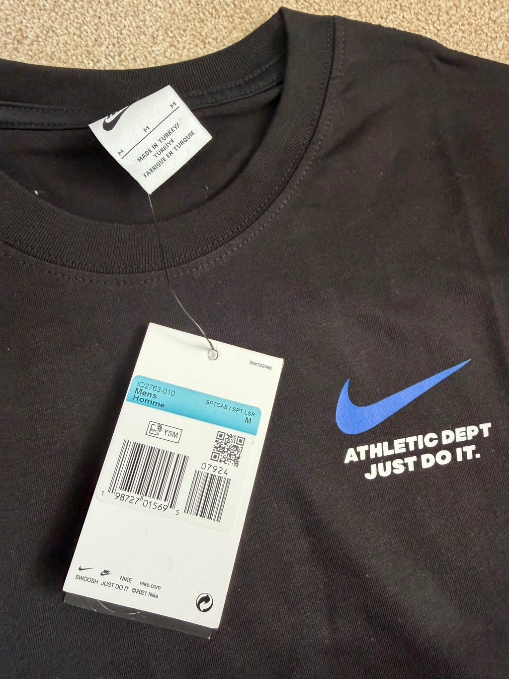 Nike Athletic Dept Just Do It Logo 2pc T-Shirt & Shorts Set Black/Blue MEDIUM