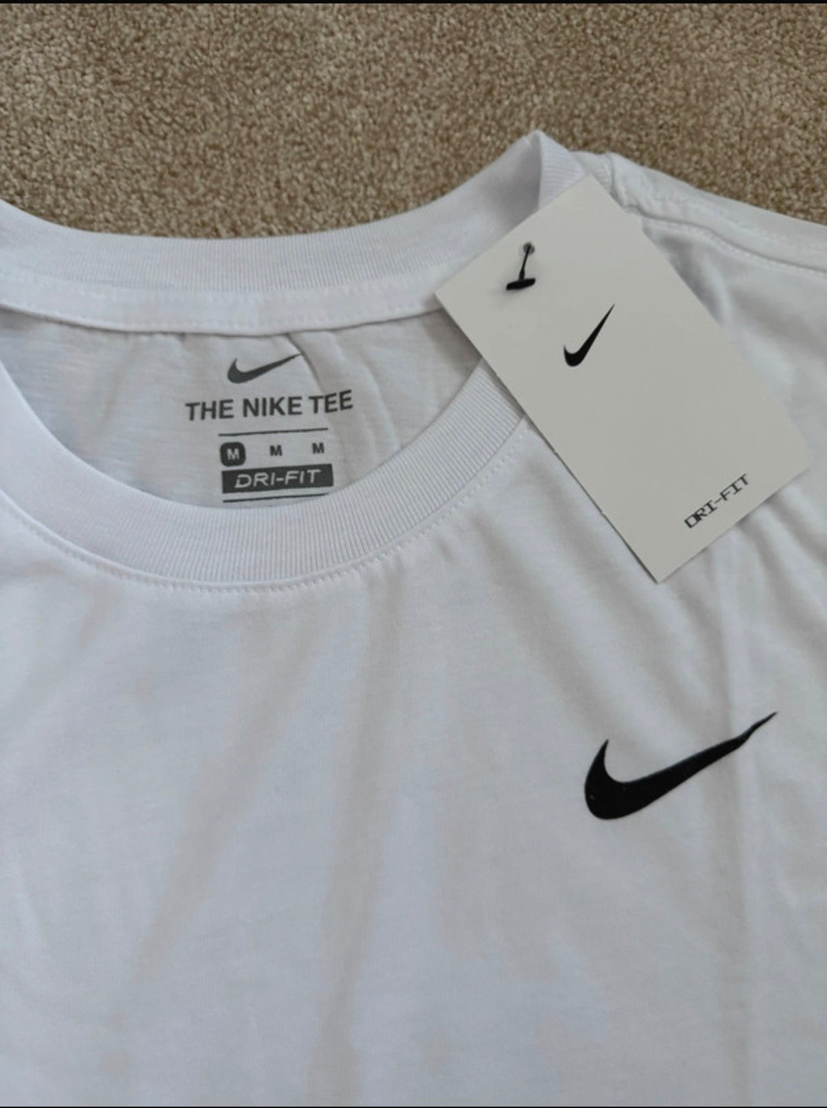 Nike The Nike Tee Dri-FIT Men's White Logo Crew Neck T-Shirt Size M