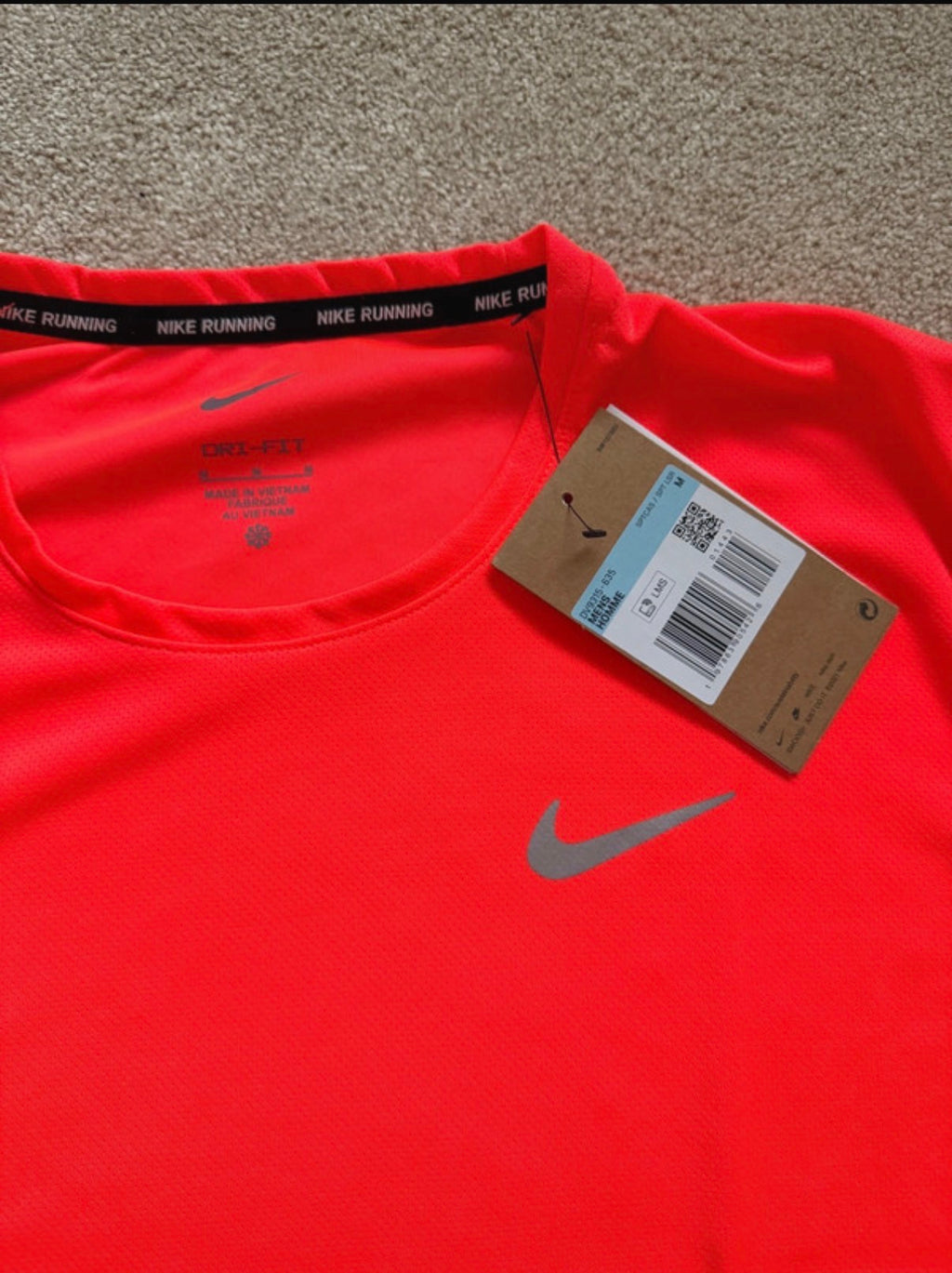 Nike Dri-FIT Men's Orange Crew Neck T-Shirt Size M DX1025-695