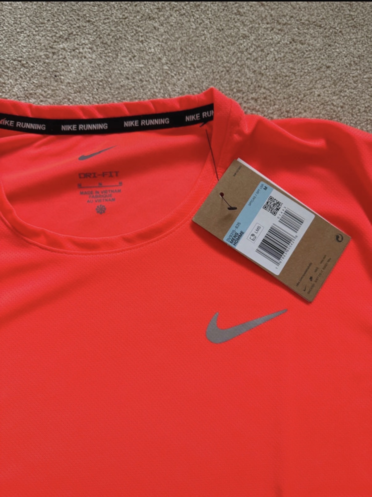 Nike Dri-FIT Men's Orange Crew Neck T-Shirt Size M DX1025-695