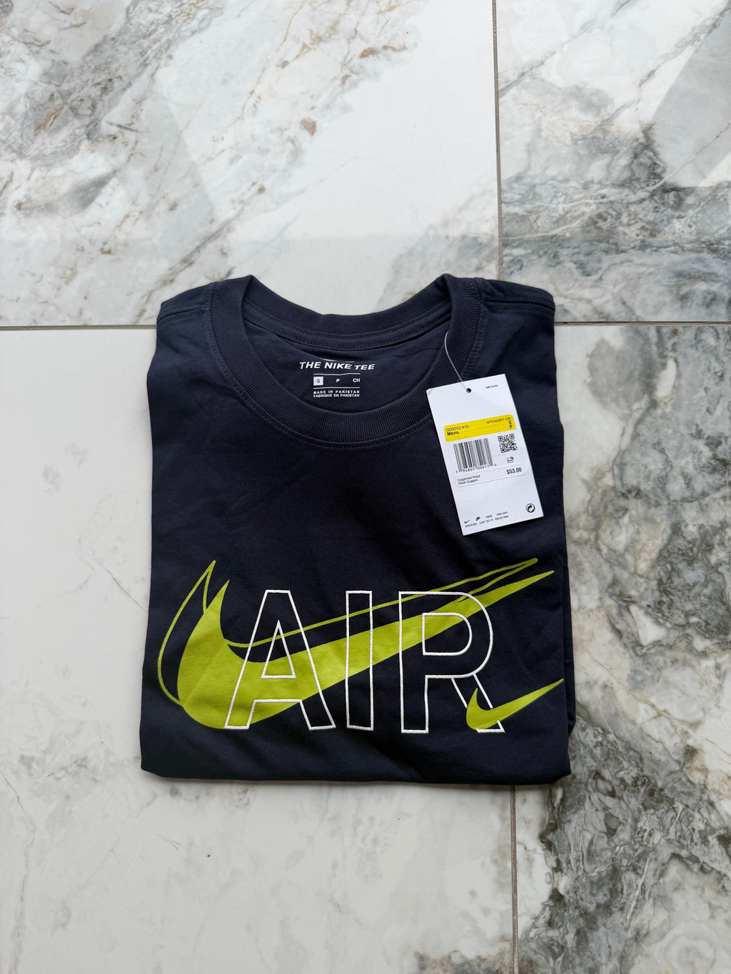 Nike Air Men’s Navy Logo Graphic Print Crew Neck Short Sleeve T-Shirt S