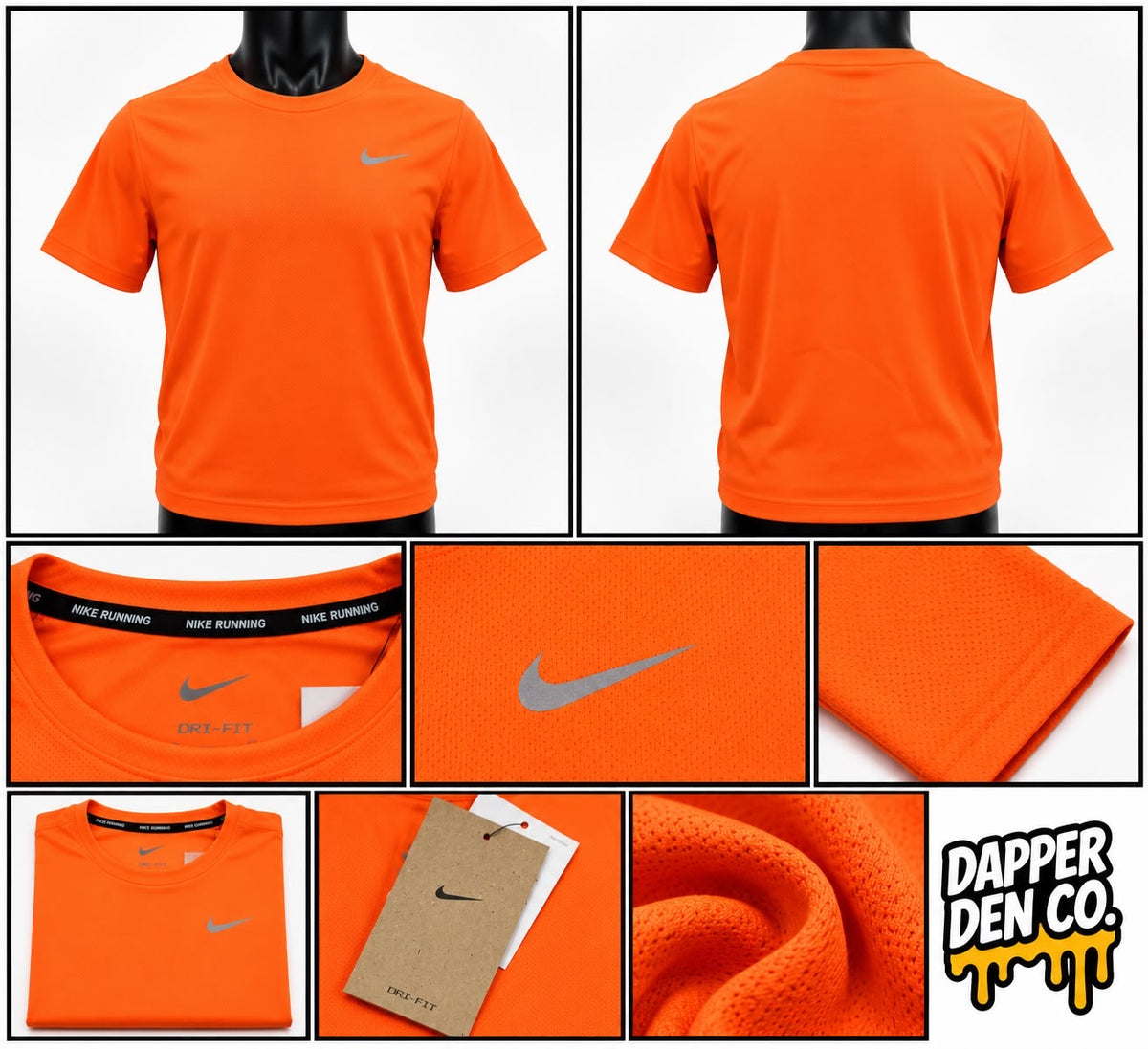 Nike Dri-FIT Men's Orange Polyester Breathable Crew Neck miler Running T-Shirt 2XL