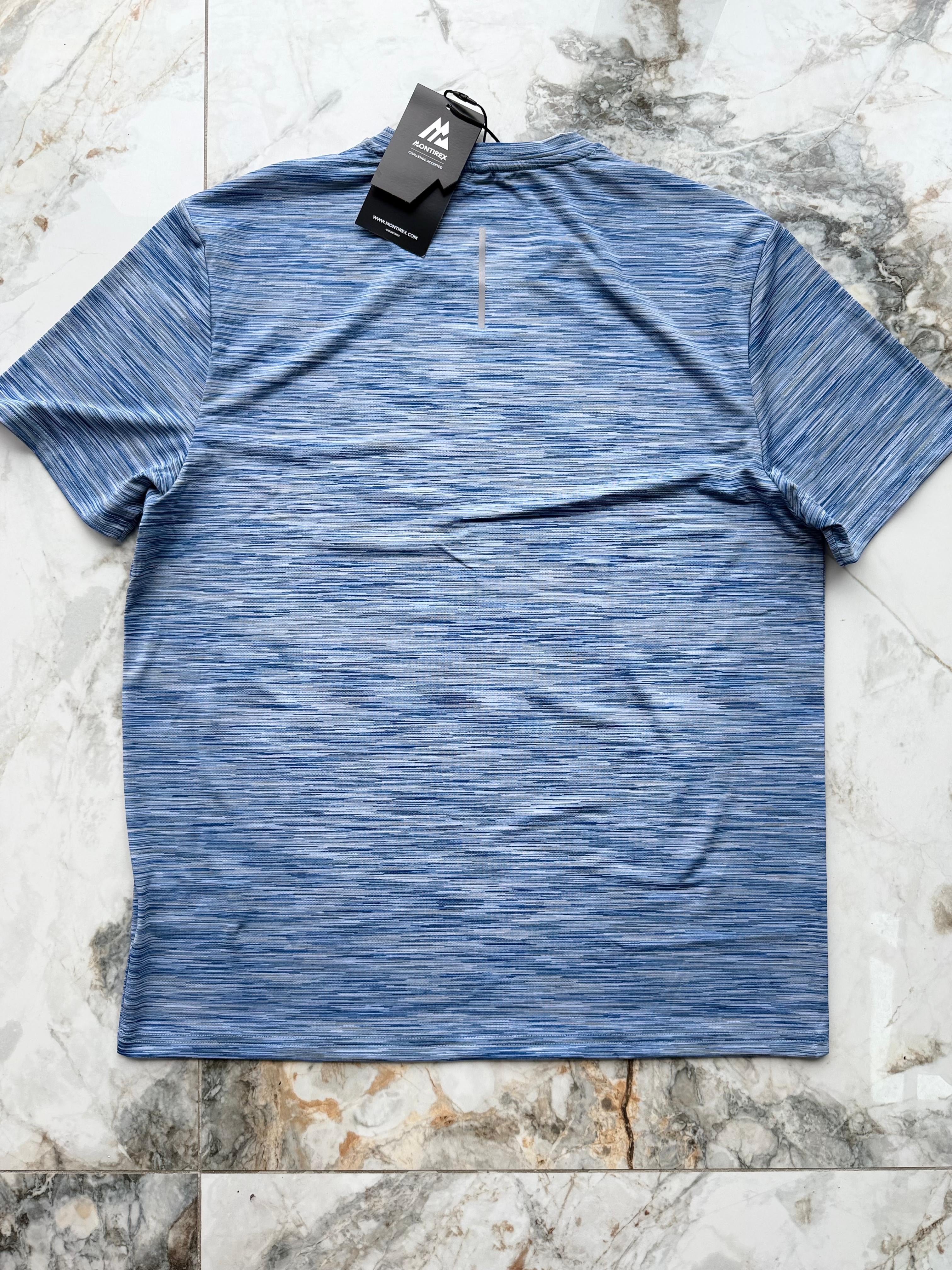 Montirex Trail 2.0 Men's Blue Polyester Logo Crew Neck T-Shirt Size L