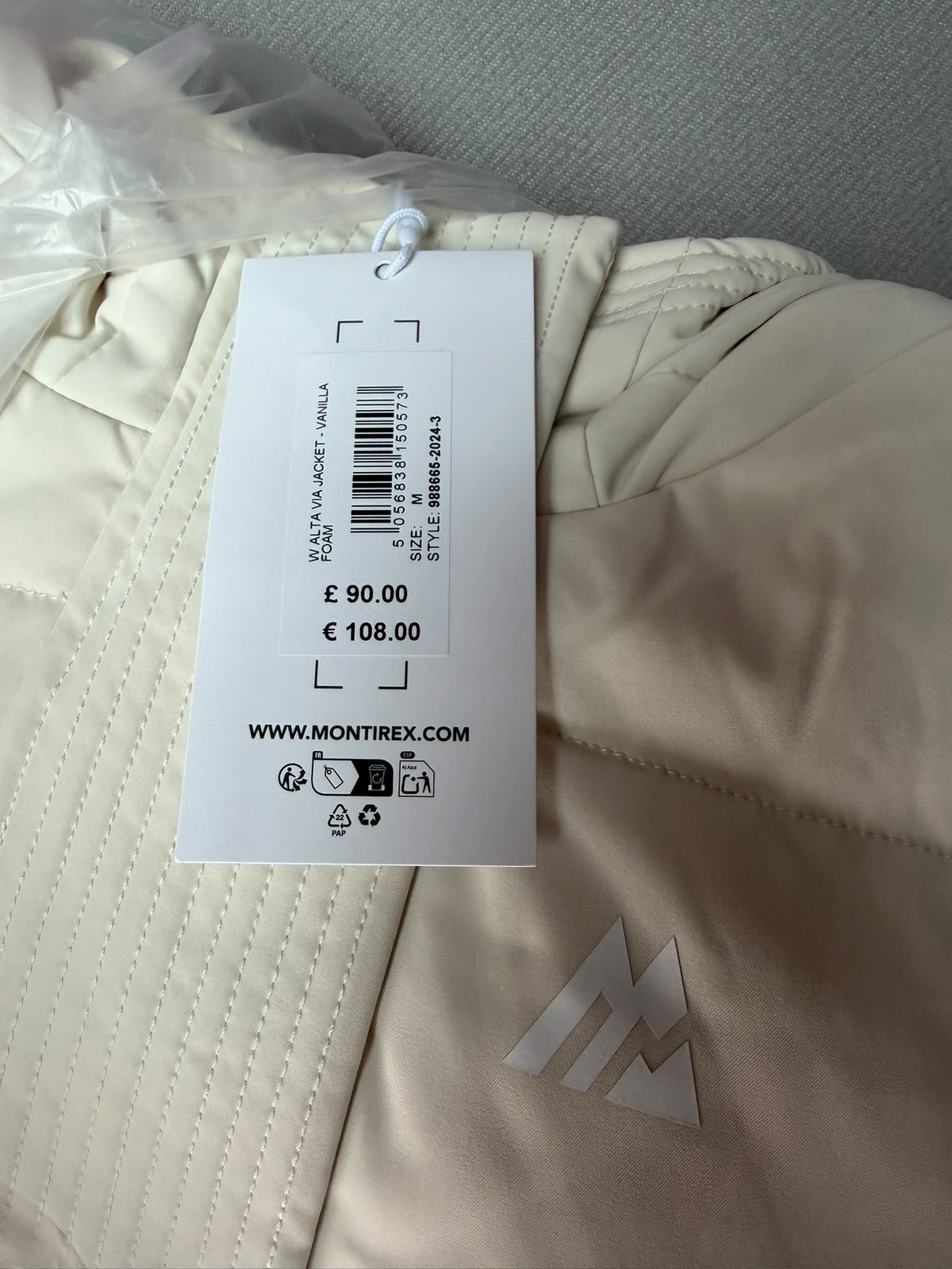 Montirex ALTA  IV Womens Hooded Full Zip Puffer Jacket Beige Size M