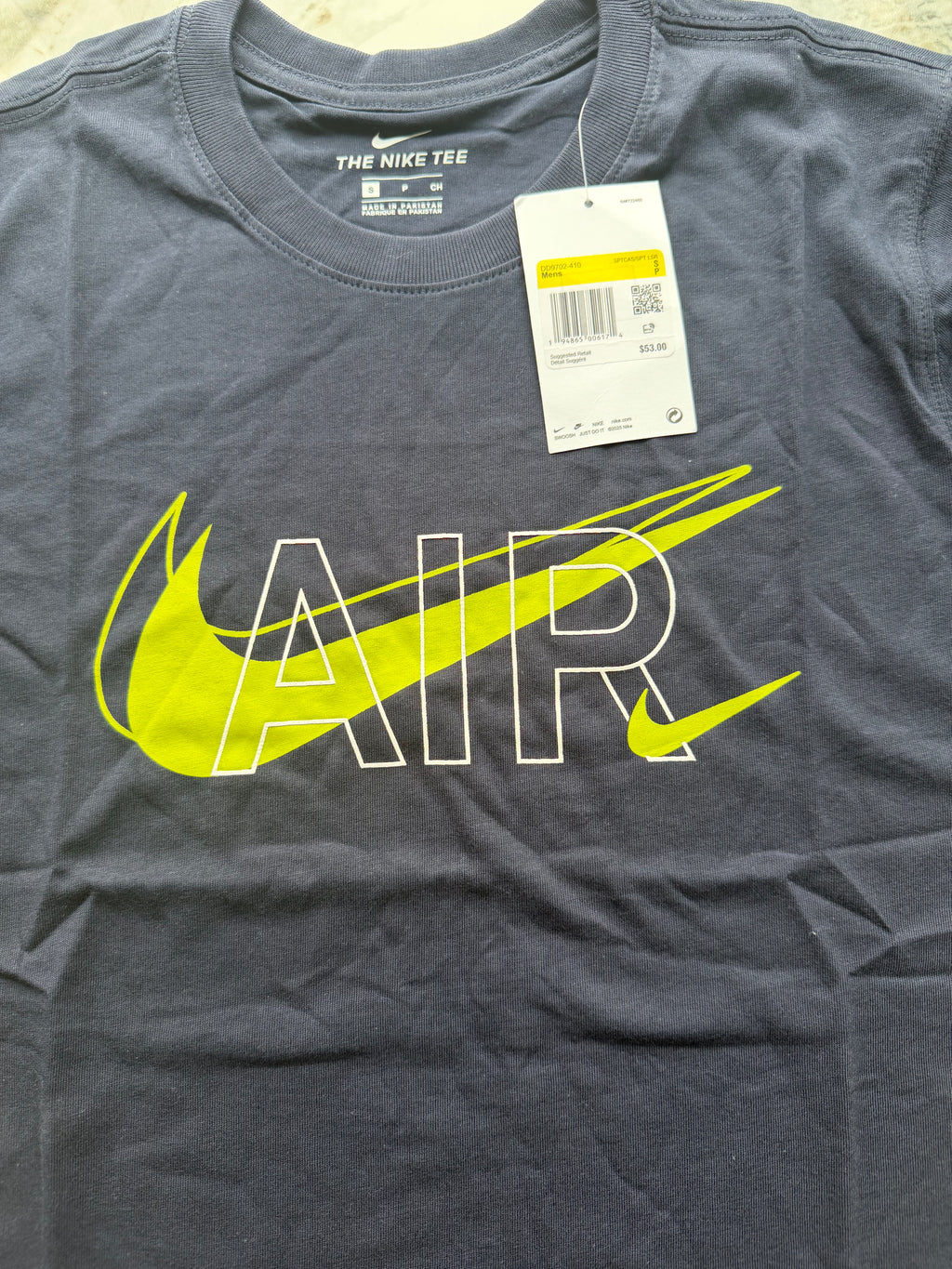 Nike Air Men’s Navy Logo Graphic Print Crew Neck Short Sleeve T-Shirt S