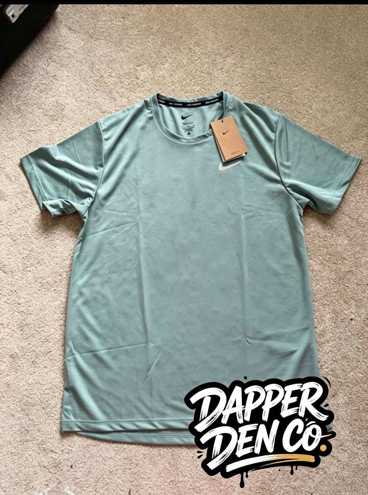 Nike Dri-FIT Men's Green Polyester Logo Crew Neck Running T-Shirt Size M DV9315