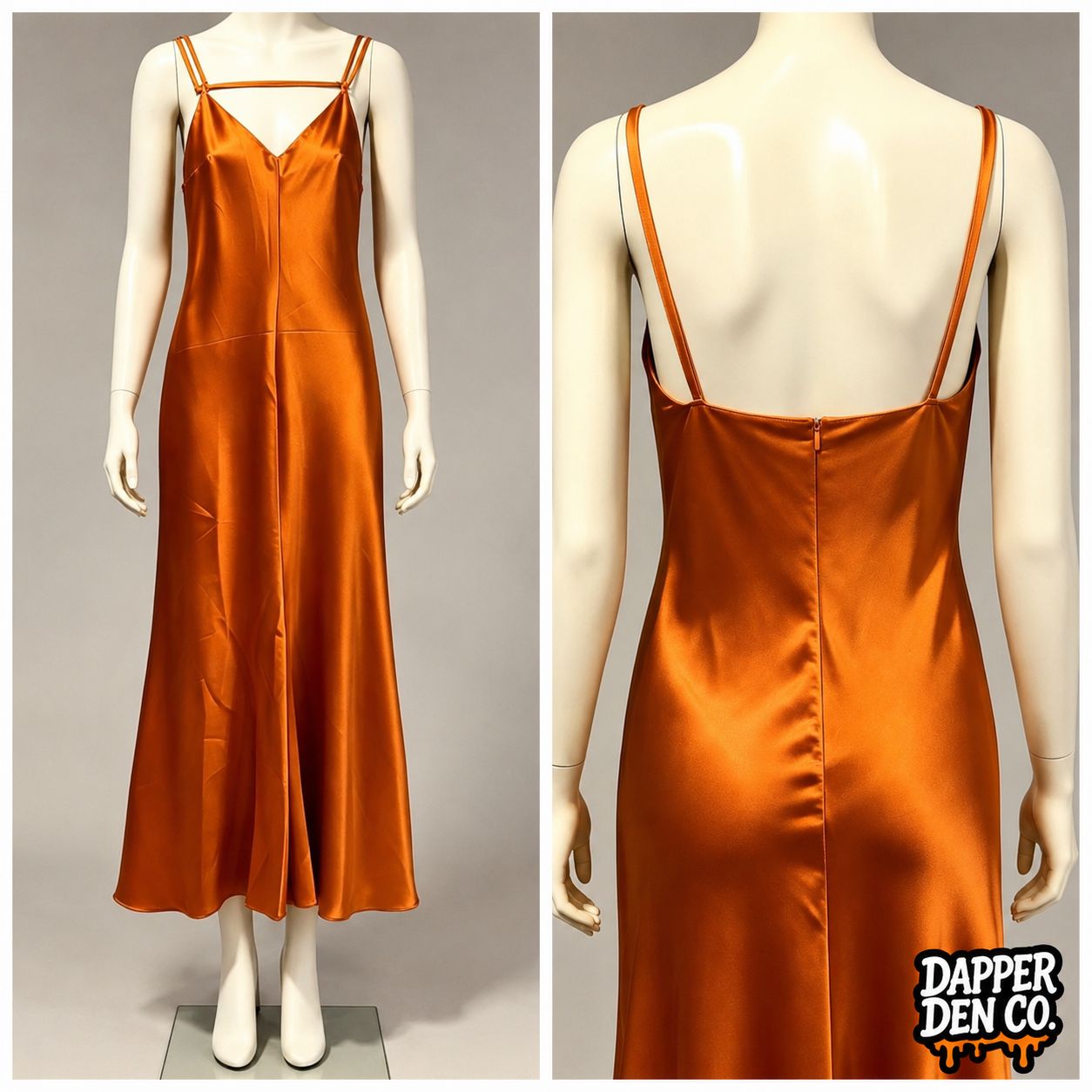 Boohoo Burnt orange Satin Dress size 10