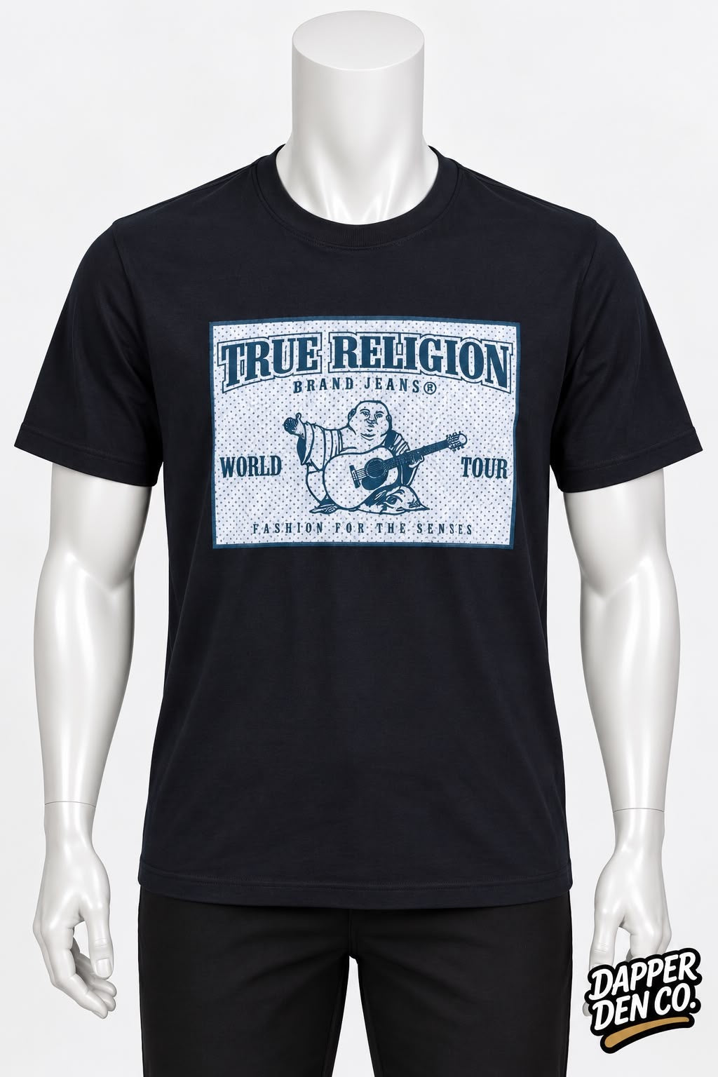 True Religion Men’s Black Logo Graphic Print Crew Neck Short Sleeve T-Shirt L
