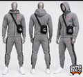 Nike Air Men's Full Zip Hooded Hoodie, Trousers &  Side Bag Tracksuit Set Grey L