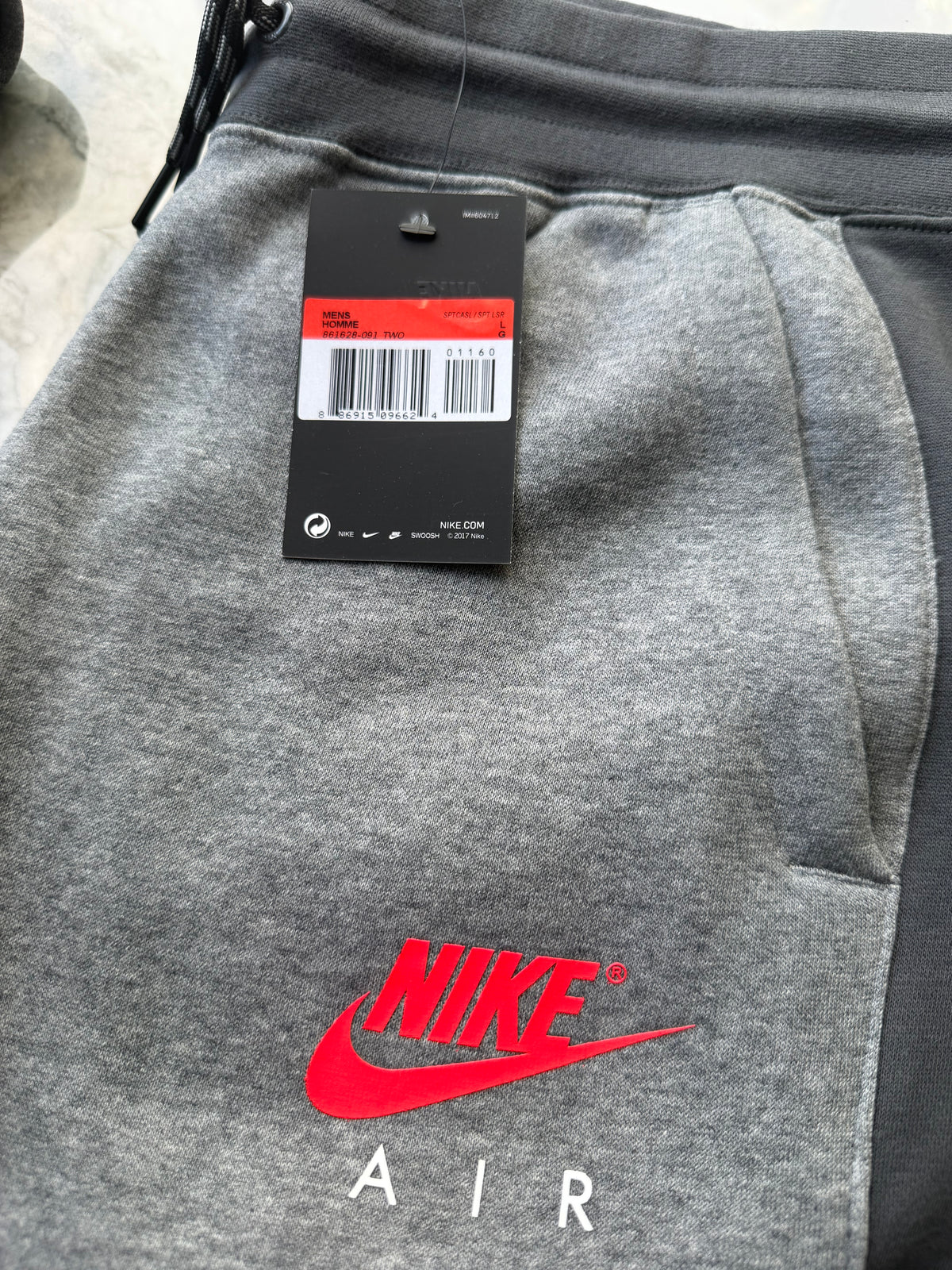 Nike Air Men's Full Zip Hooded Hoodie, Trousers &  Side Bag Tracksuit Set Grey L