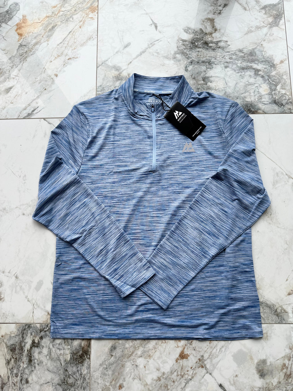 Montirex Trail 2.0 Men's Blue/Grey Polyester 1/4 Zip Mock Neck Top XL