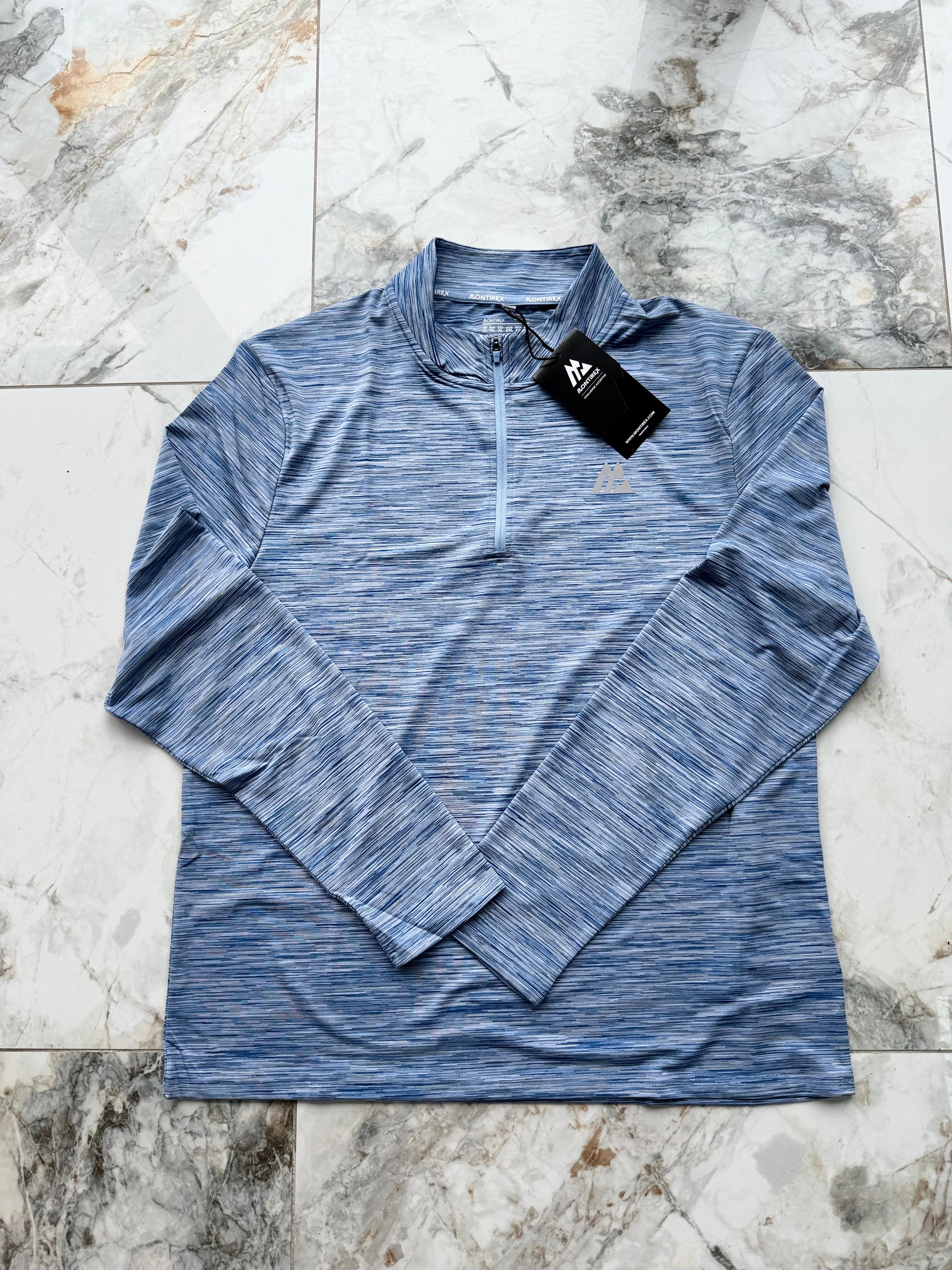 Montirex Trail 2.0 Men's Blue/Grey Polyester 1/4 Zip Mock Neck Top XL
