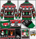 Christmas Santa LED Light up Knit Pullover Jumper Crew Neck sweatshirt XL