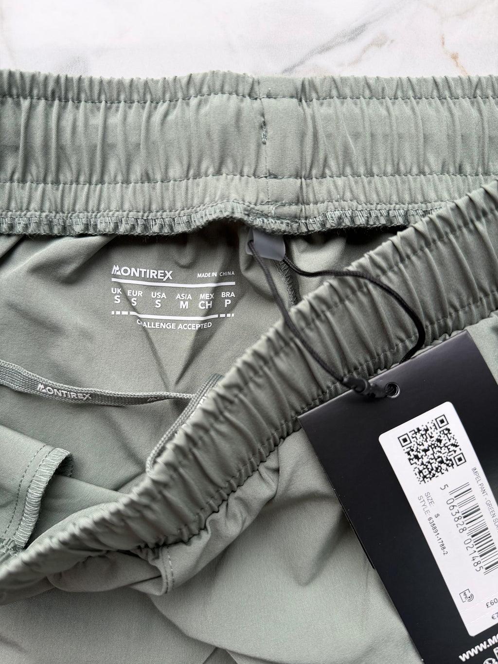 Montirex Trail Pant Men's Green Jogger Trousers Zip Pockets Drawstring Size S