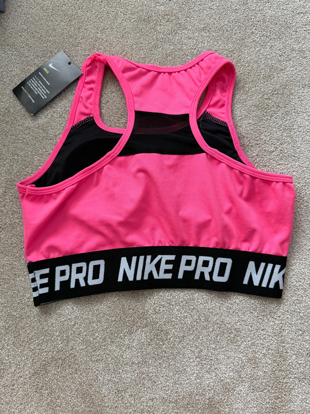 Nike Pro Dri-FIT Women's Pink Crop Top & Black Ankle Mesh Leggings Size S