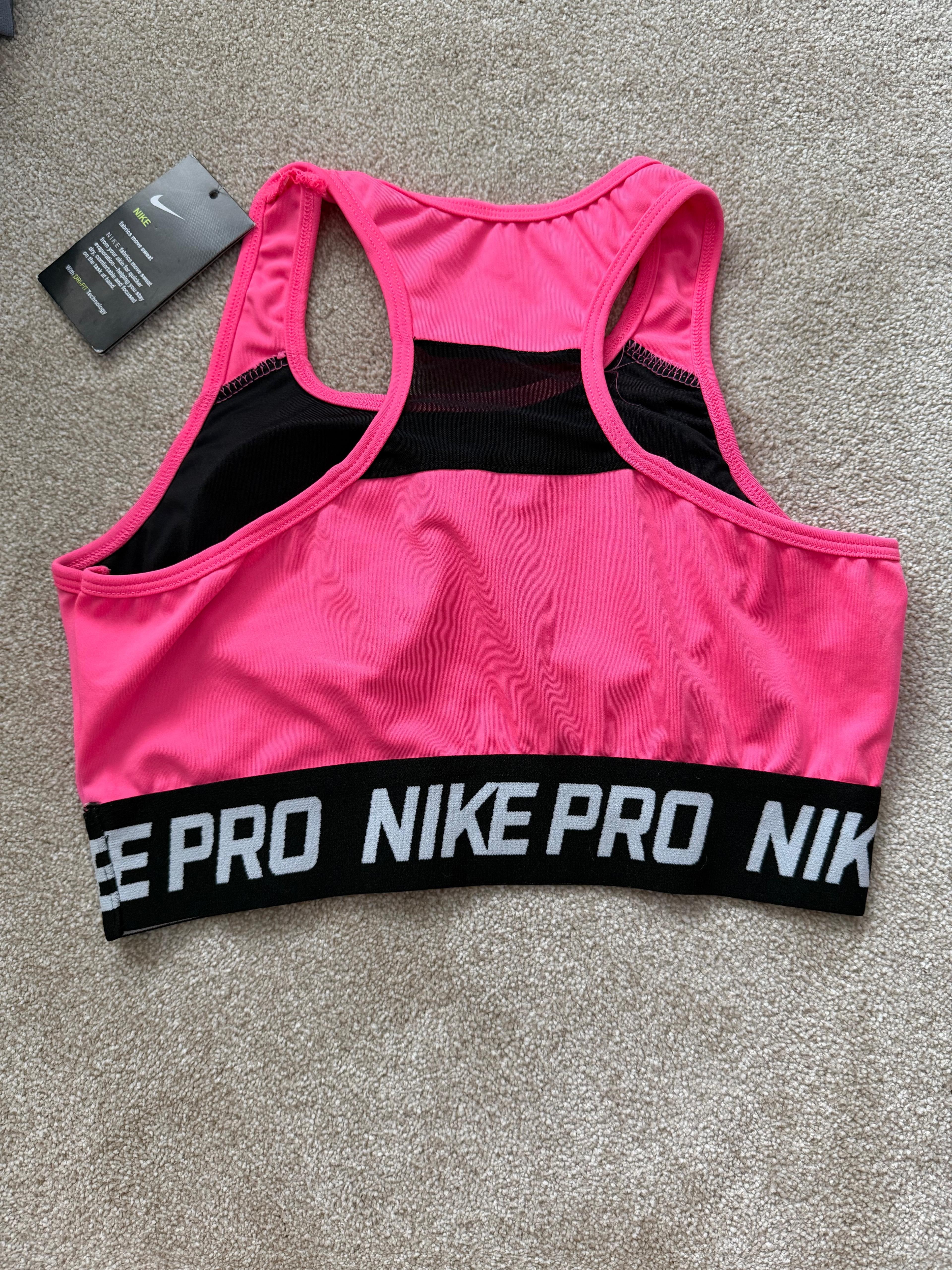 Nike Pro Dri-FIT Women's Pink Crop Top & Black Ankle Mesh Leggings Size S