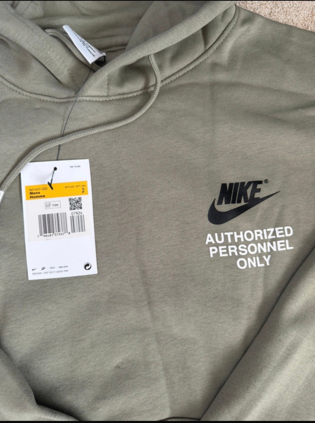 Nike Authorized Personnel Only Logo Men's 2pc Hoodie & Track Pants Set S
