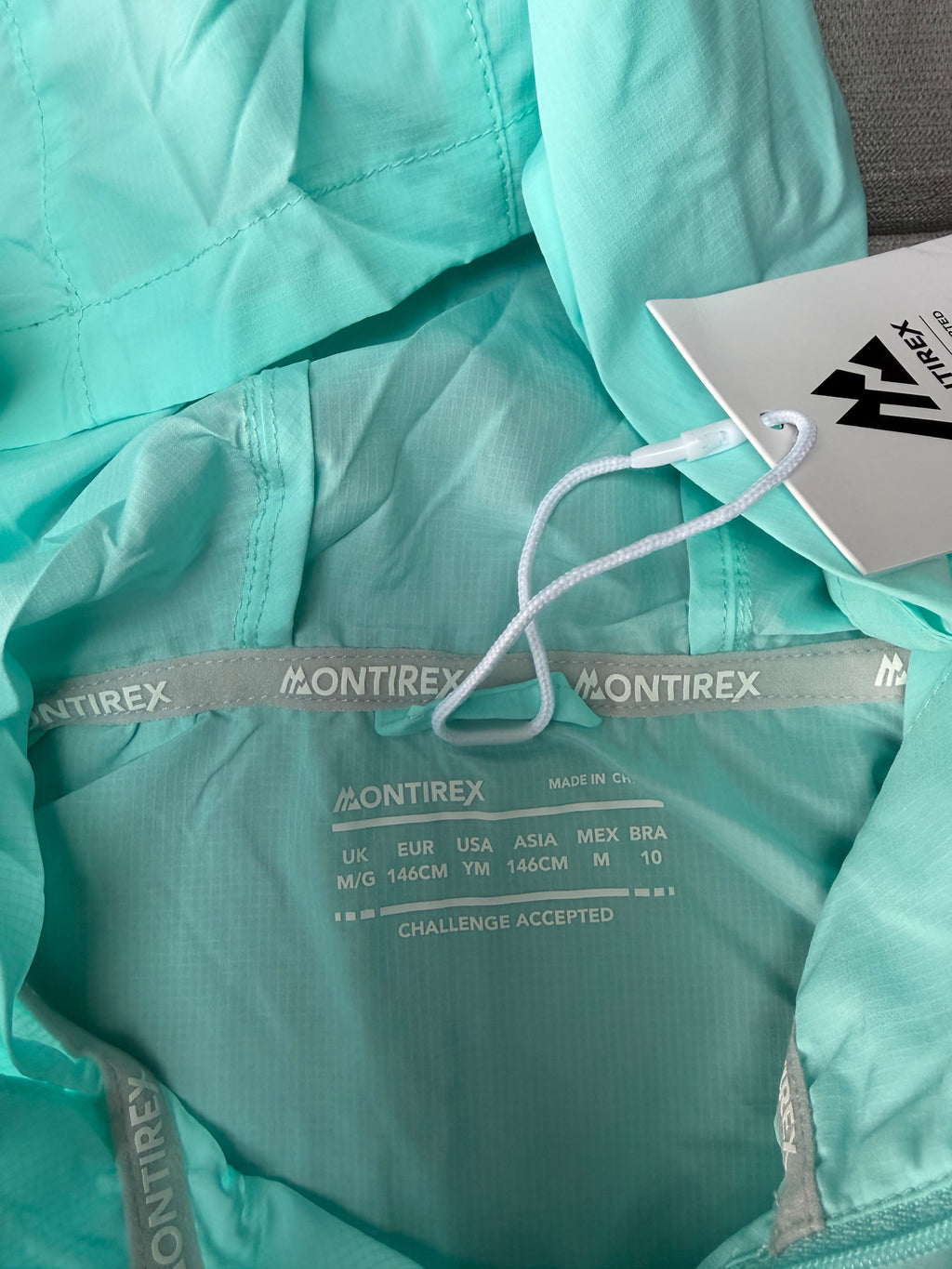 Montirex Pace 2.0 Teens Turquoise/Blue Hooded Ripstop Windbreaker Zip M/G