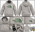 The North Face Grey/Green Pullover Fleece Hoodie Logo Pockets Size L