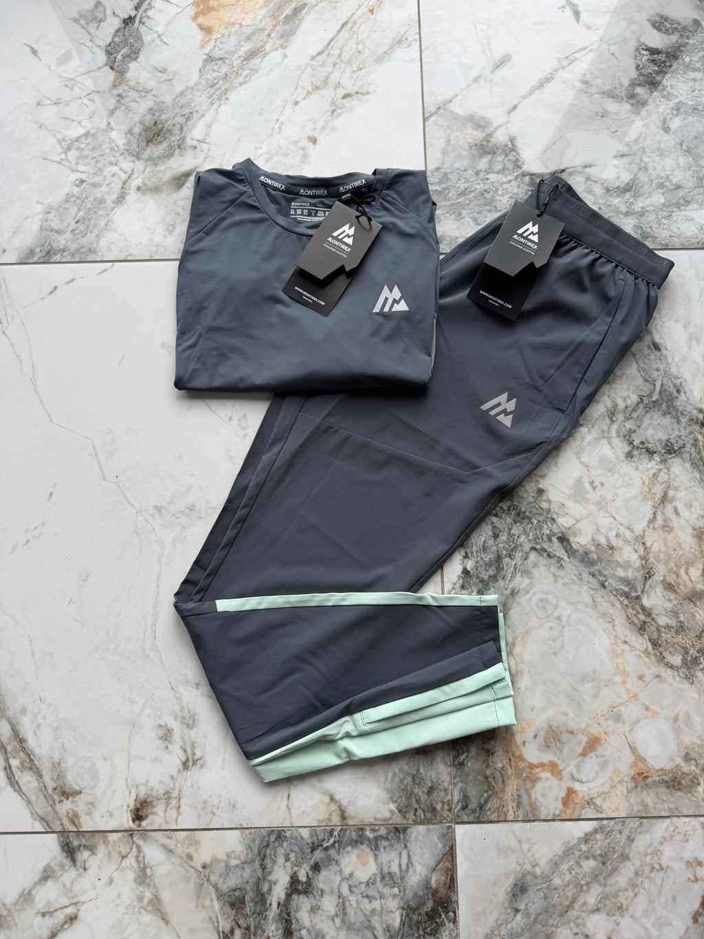 Montirex Logo Men's 2pc T-Shirt & Track Pants Set Drawstring Grey XS