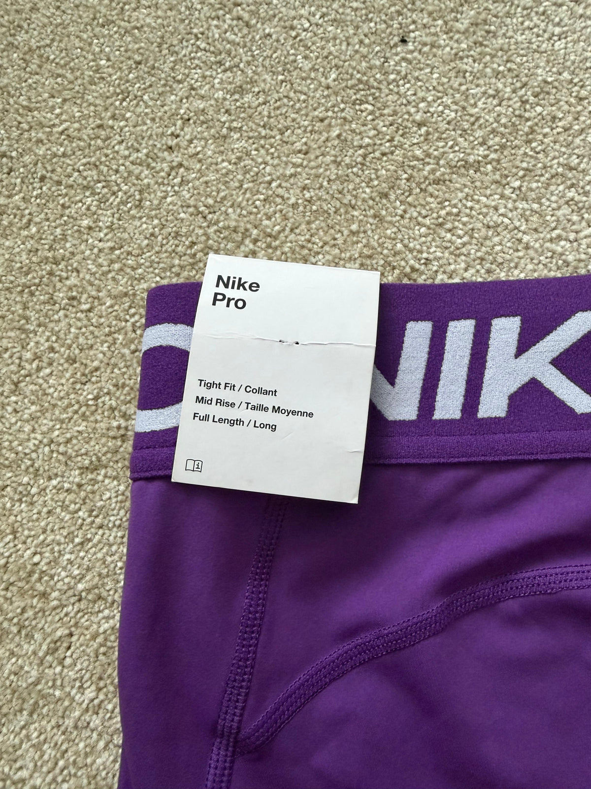Nike Pro Dri-FIT Women's black Crop long sleeve top & Mid purple Leggings  XS