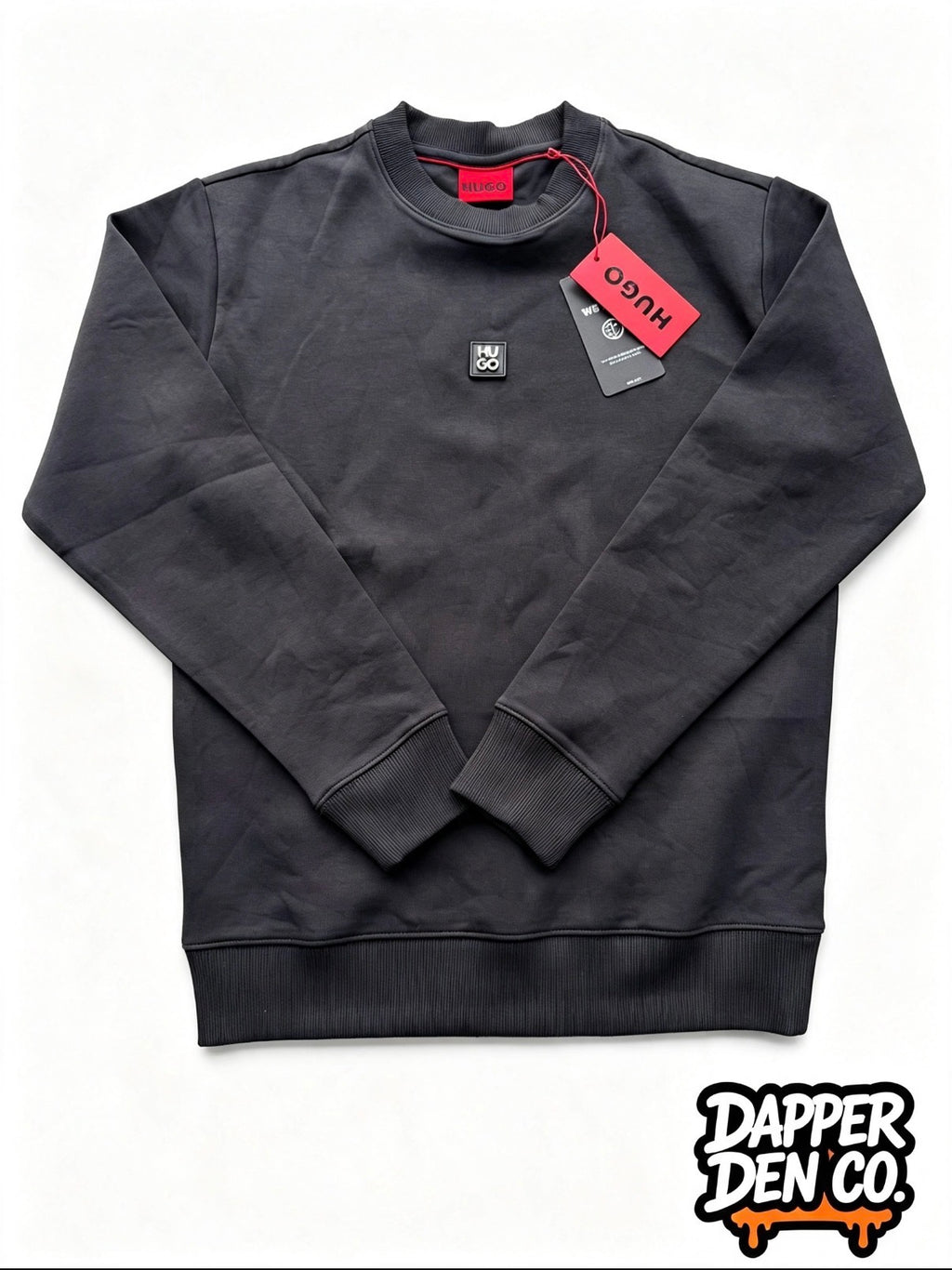 HUGO Men's Black Crew Neck Pullover Logo Sweatshirt Size Small 50533689