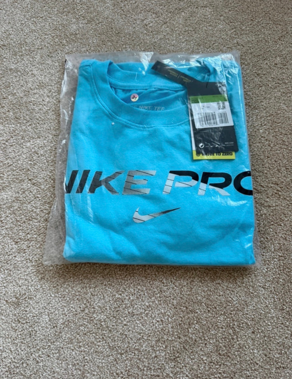 Nike Pro Dri-FIT Men's Blue Polyester Logo Crew Neck T-Shirt Size XL DA1587