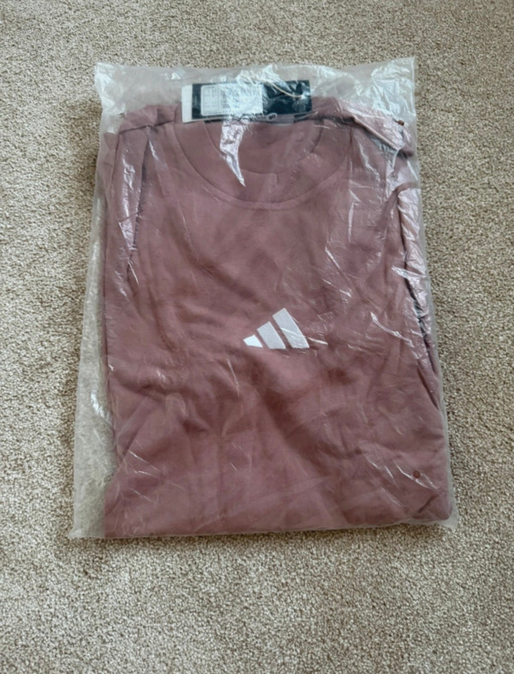 adidas Essentials Men's Pink Cotton 3-Stripes Crew T-Shirt Size S JE6395