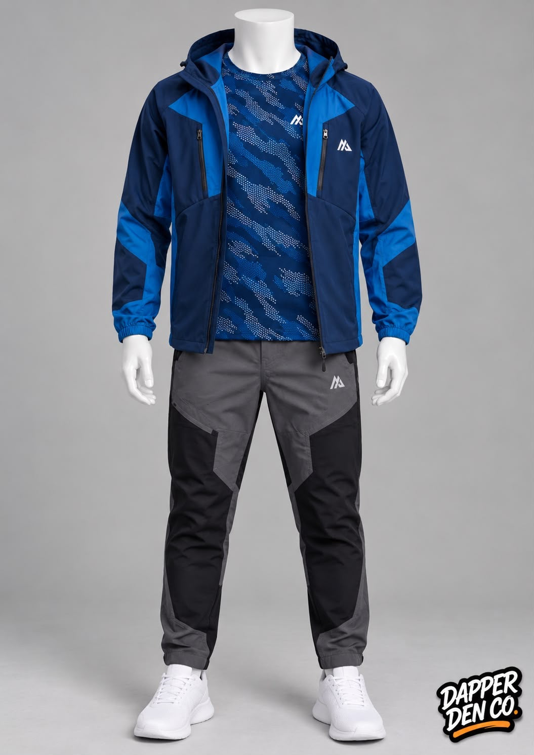Montirex Boys 3pc Tracksuit Set Hooded Full Zip Jacket Tee Pants Blue XL