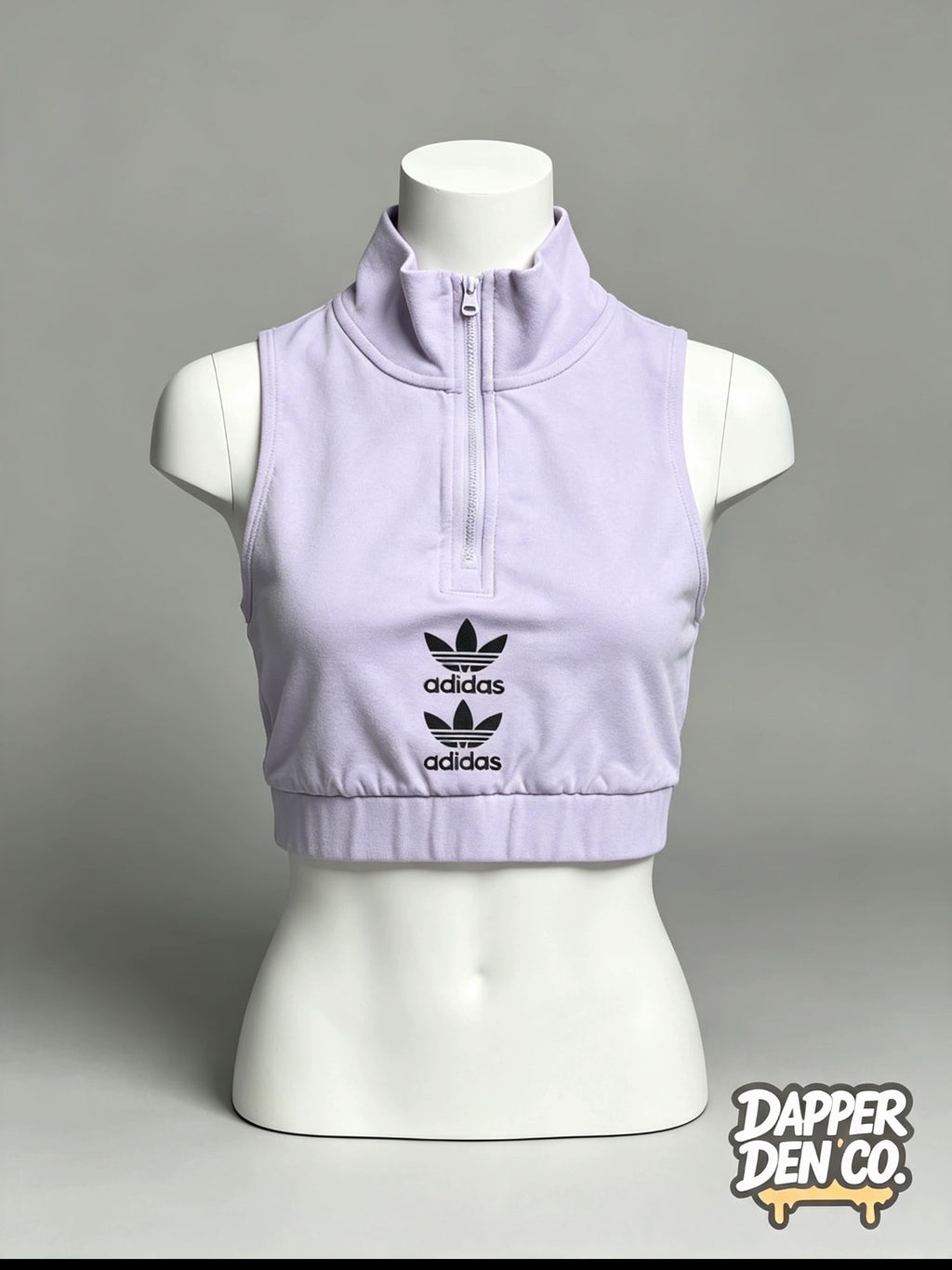 adidas Originals Women's 1/4 Zip Mock Neck Cropped Tank Purple XS UK4-6
