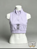adidas Originals Women's 1/4 Zip Mock Neck Cropped Tank Purple XS UK4-6