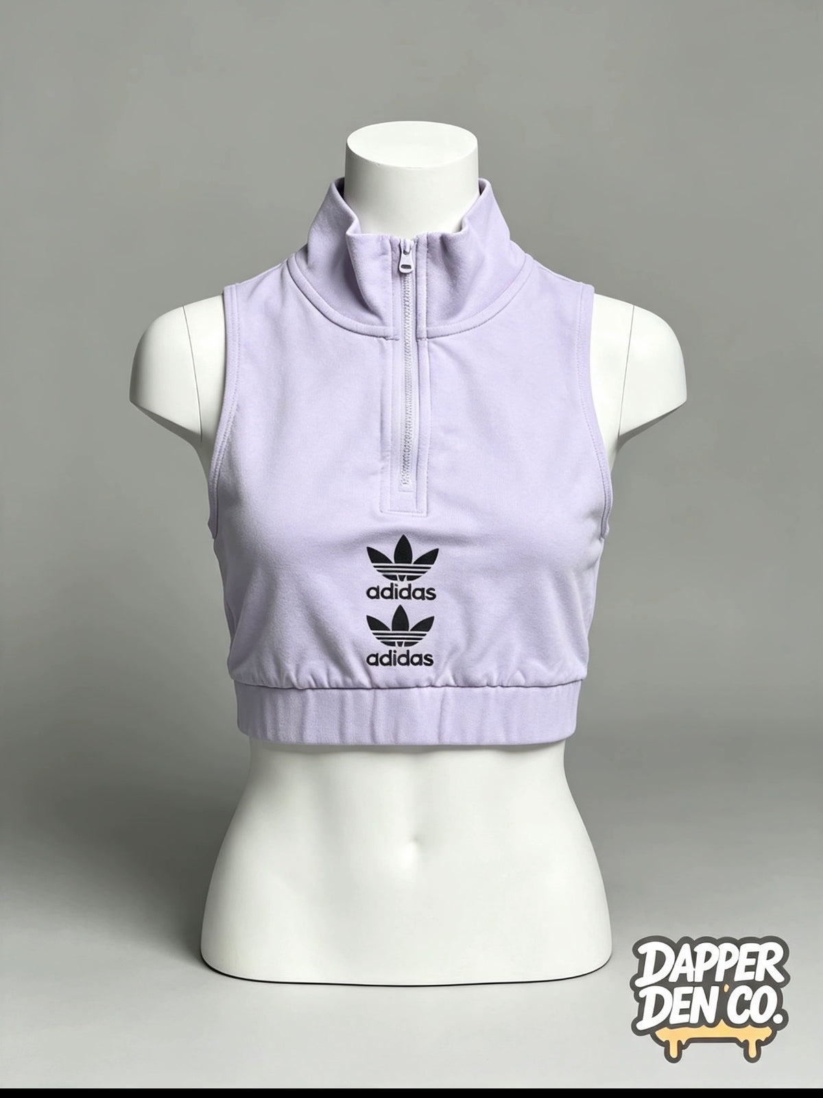 adidas Originals Women's 1/4 Zip Mock Neck Cropped Tank Purple XS UK4-6