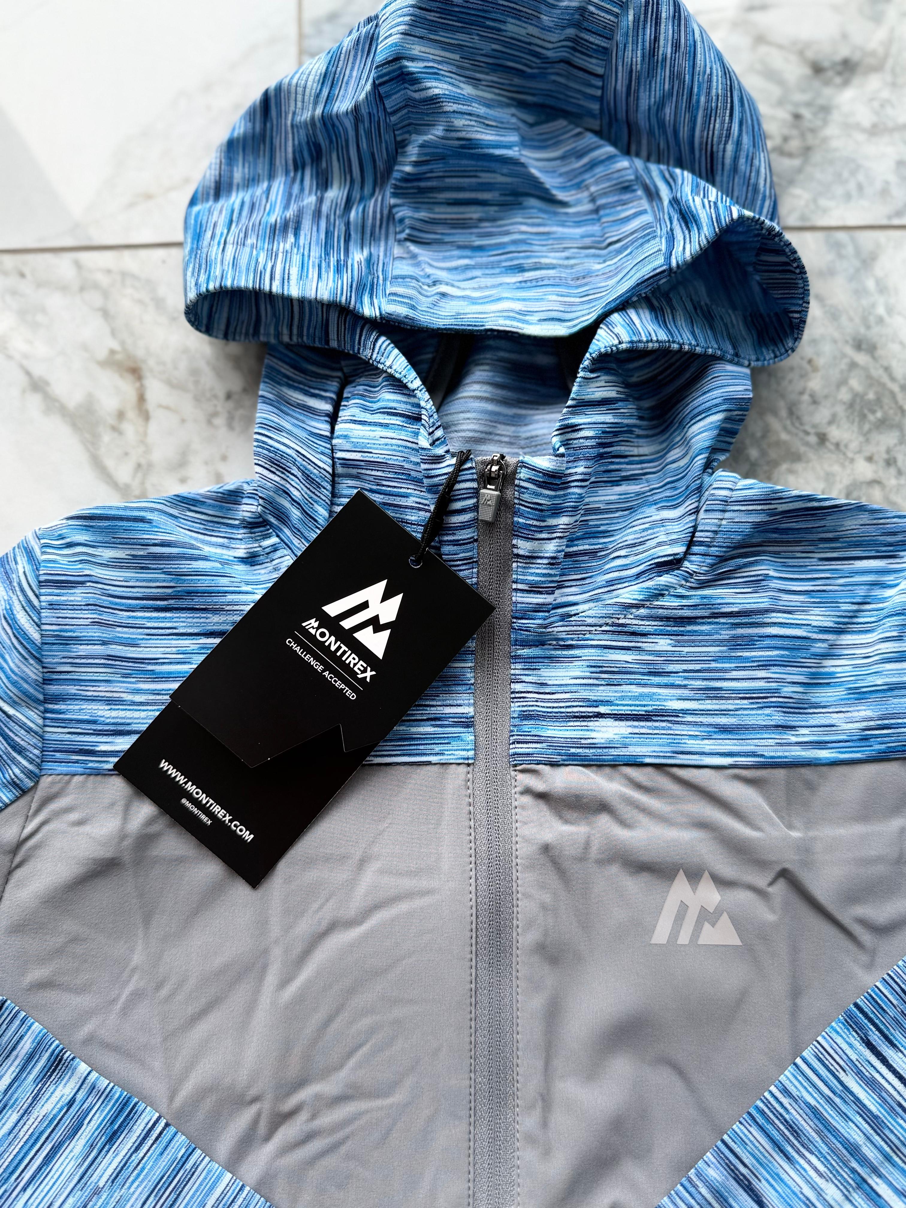 Montirex BOYS B Trail Hooded Full Zip Windbreaker Jacket Blue/Grey XS