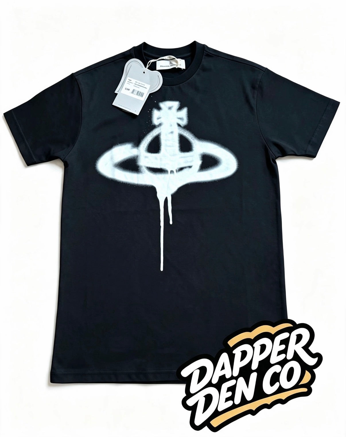 Vivienne Westwood Men’s Black Spray Orb Graphic Print Crew Neck T-Shirt 2XS