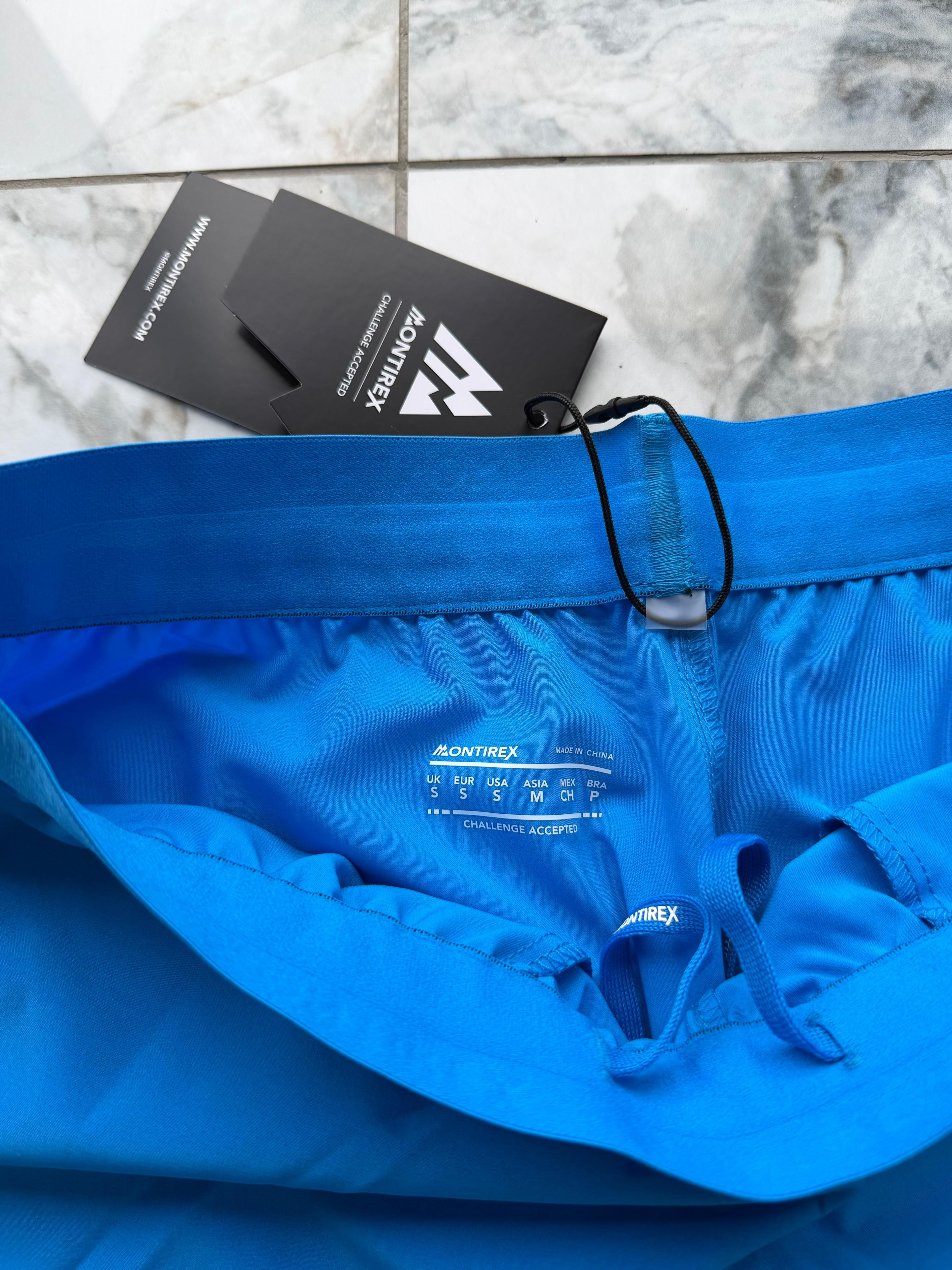 Montirex Men's FLY 3.0 Blue Athletic Shorts S Pockets Stretch Gym Running