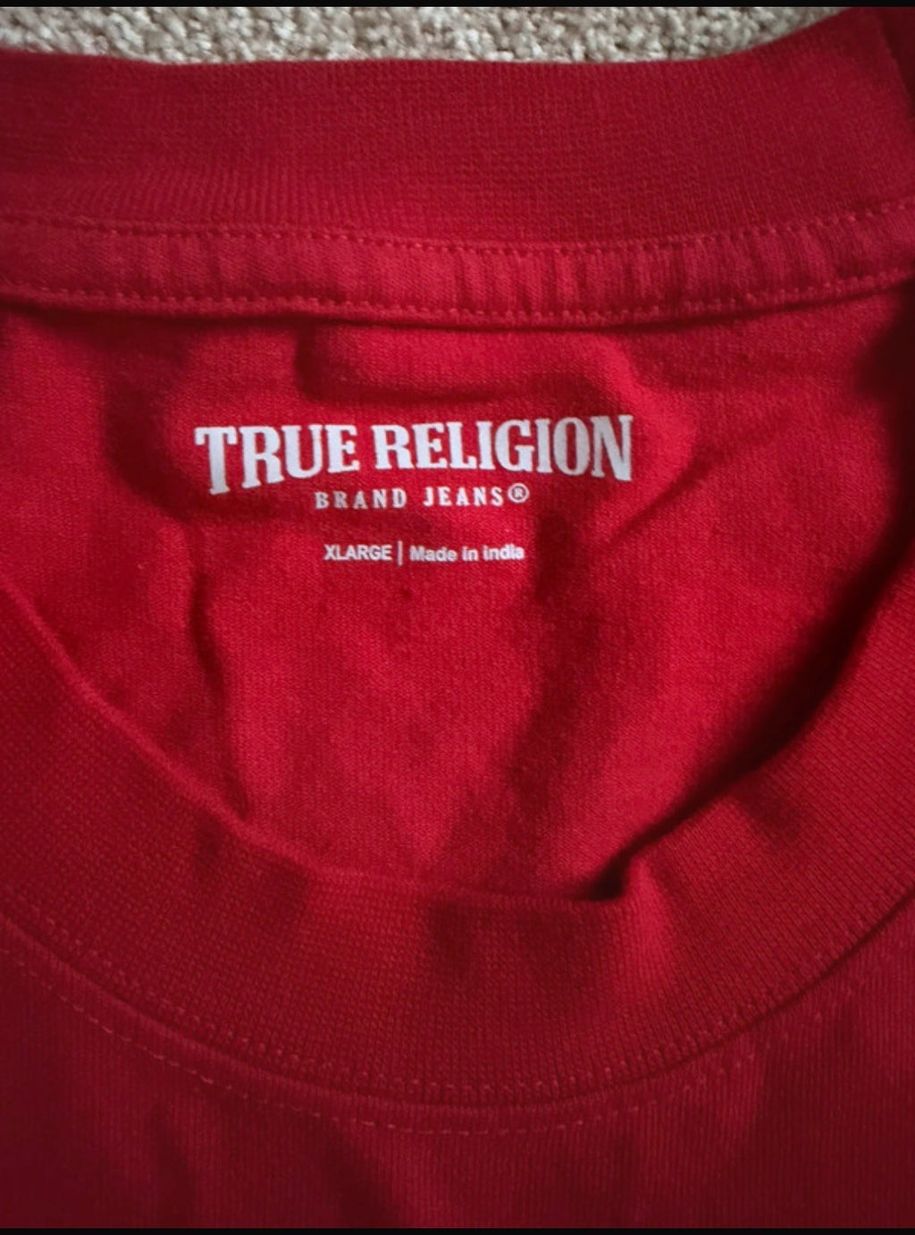 True Religion Men’s Red Logo Graphic Print Crew Neck Short Sleeve T-Shirt XL