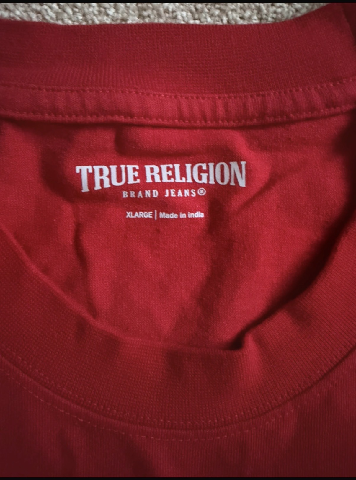 True Religion Men’s Red Logo Graphic Print Crew Neck Short Sleeve T-Shirt XL