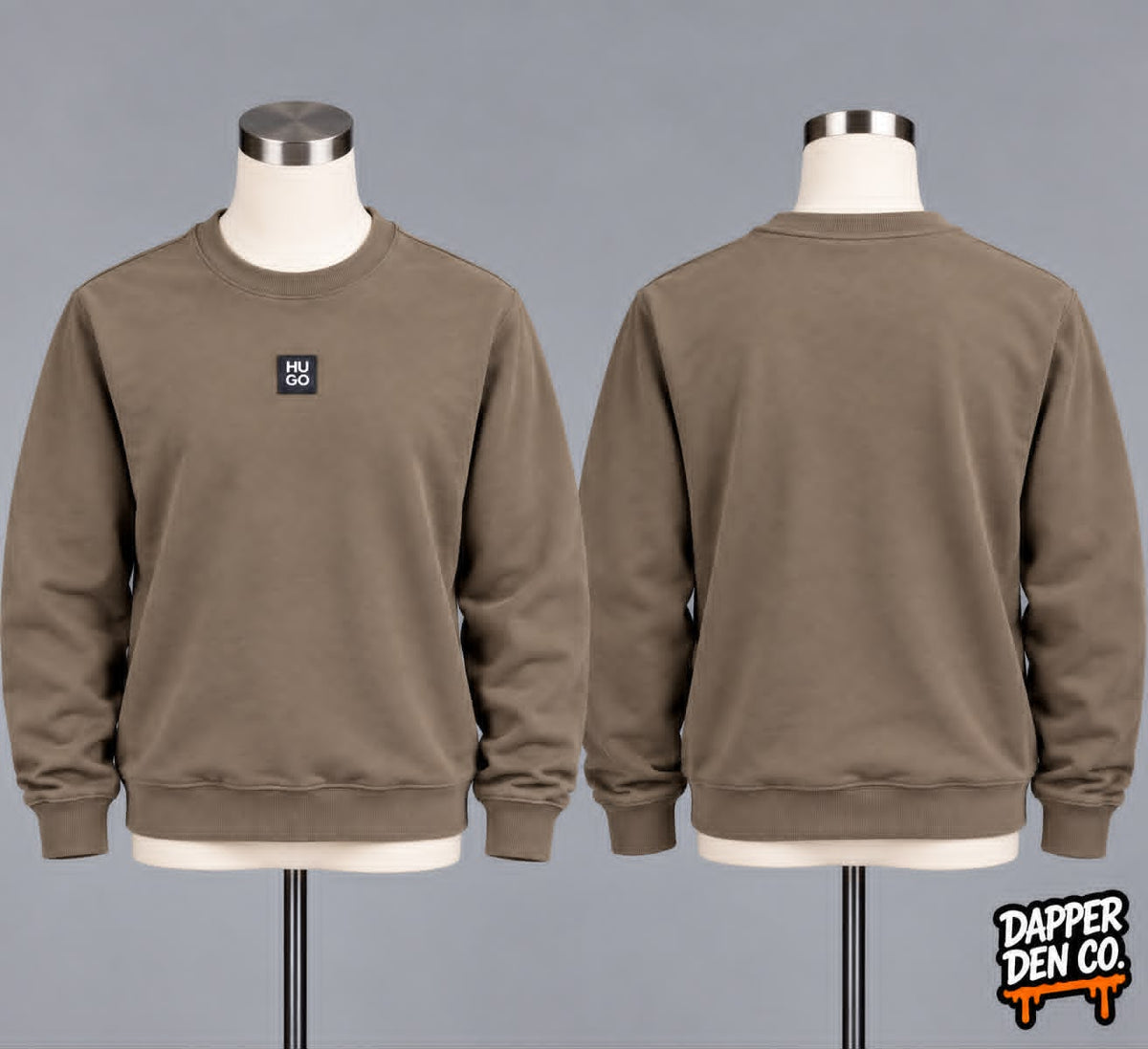 HUGO Men's Beige Crew Neck Pullover Logo Sweatshirt Size Medium 50533689